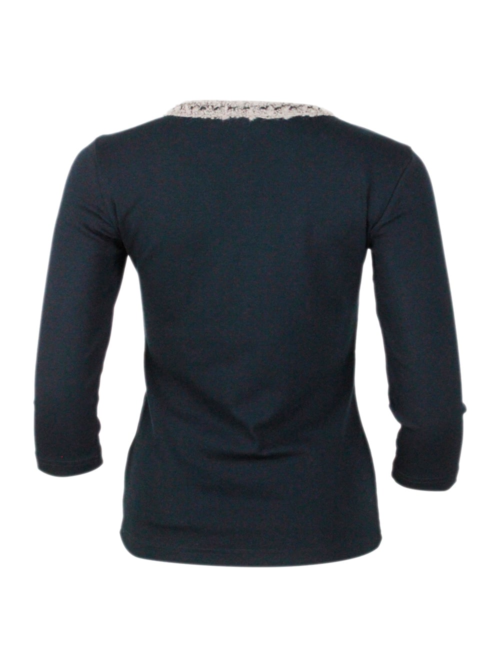 Fabiana Filippi Three-quarter Sleeve Embellished Neckline Top In Black
