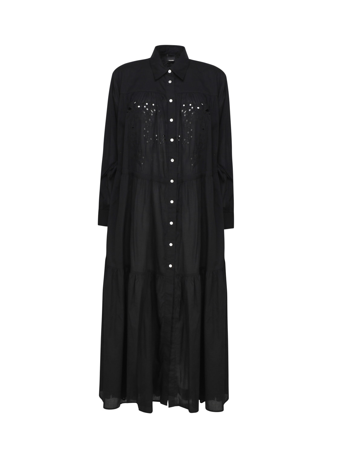 Pinko Cotton Muslin Shirt Dress In Black