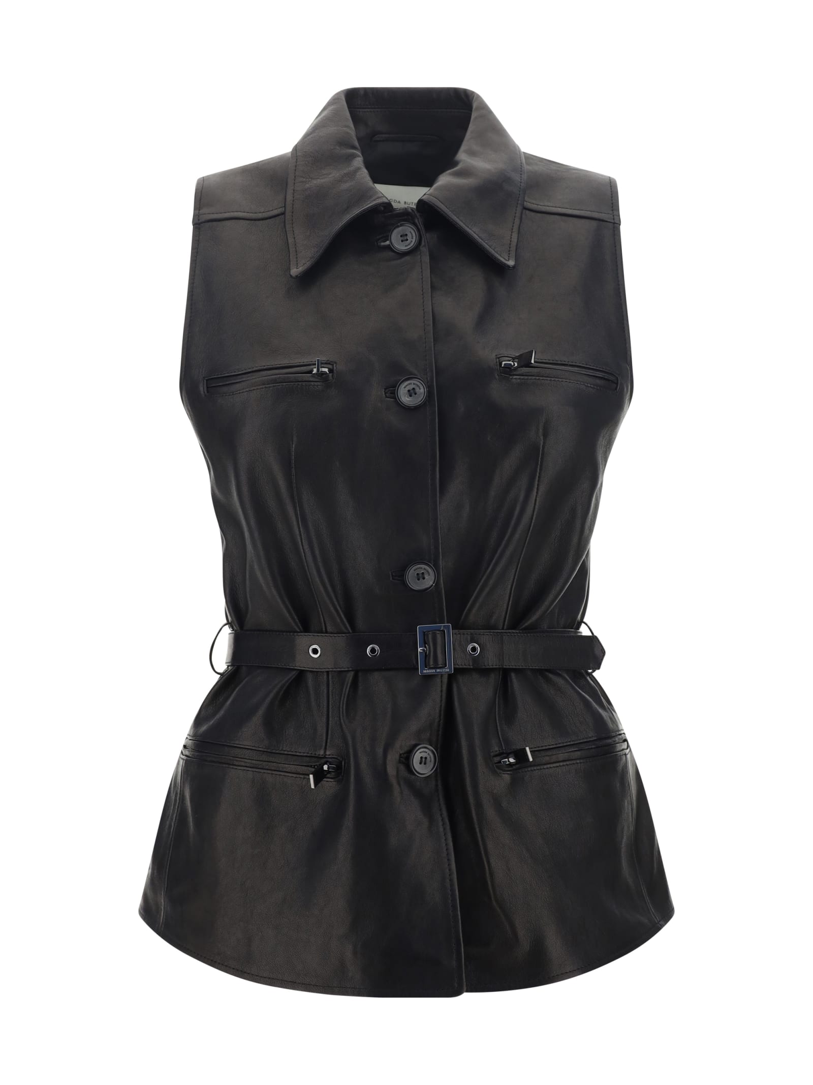 Shop Magda Butrym Leather Vest In Black