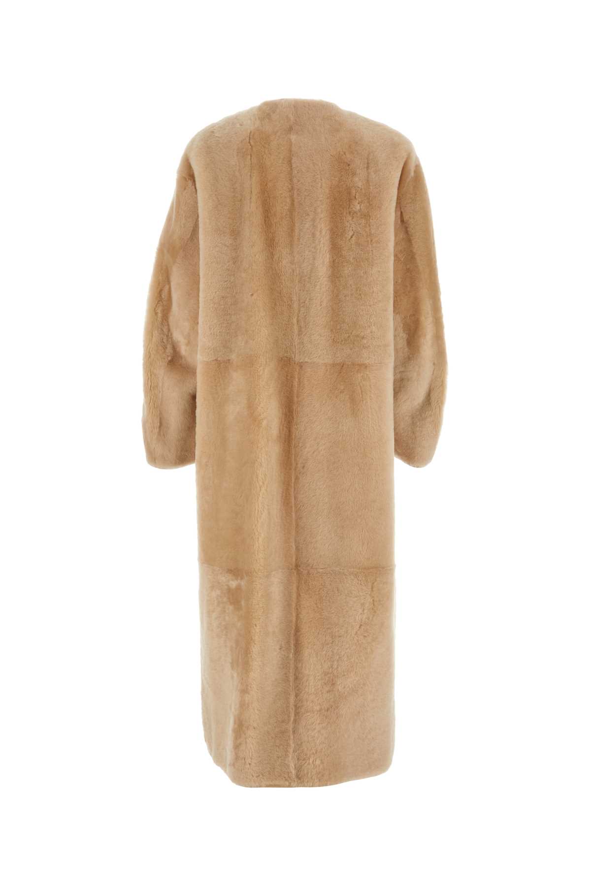 Shop Max Mara Beige Shearling Talamo Coat In Miele