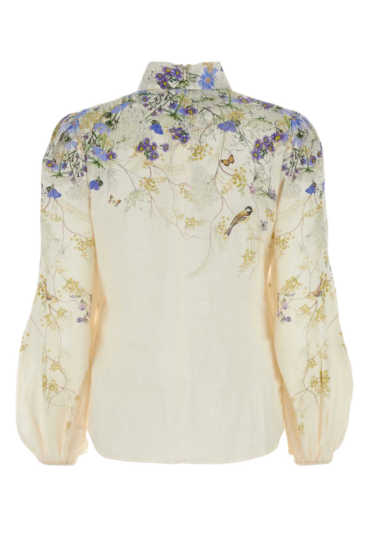 Shop Zimmermann Printed Ramie Harmony Shirt In Citrusbutterflies