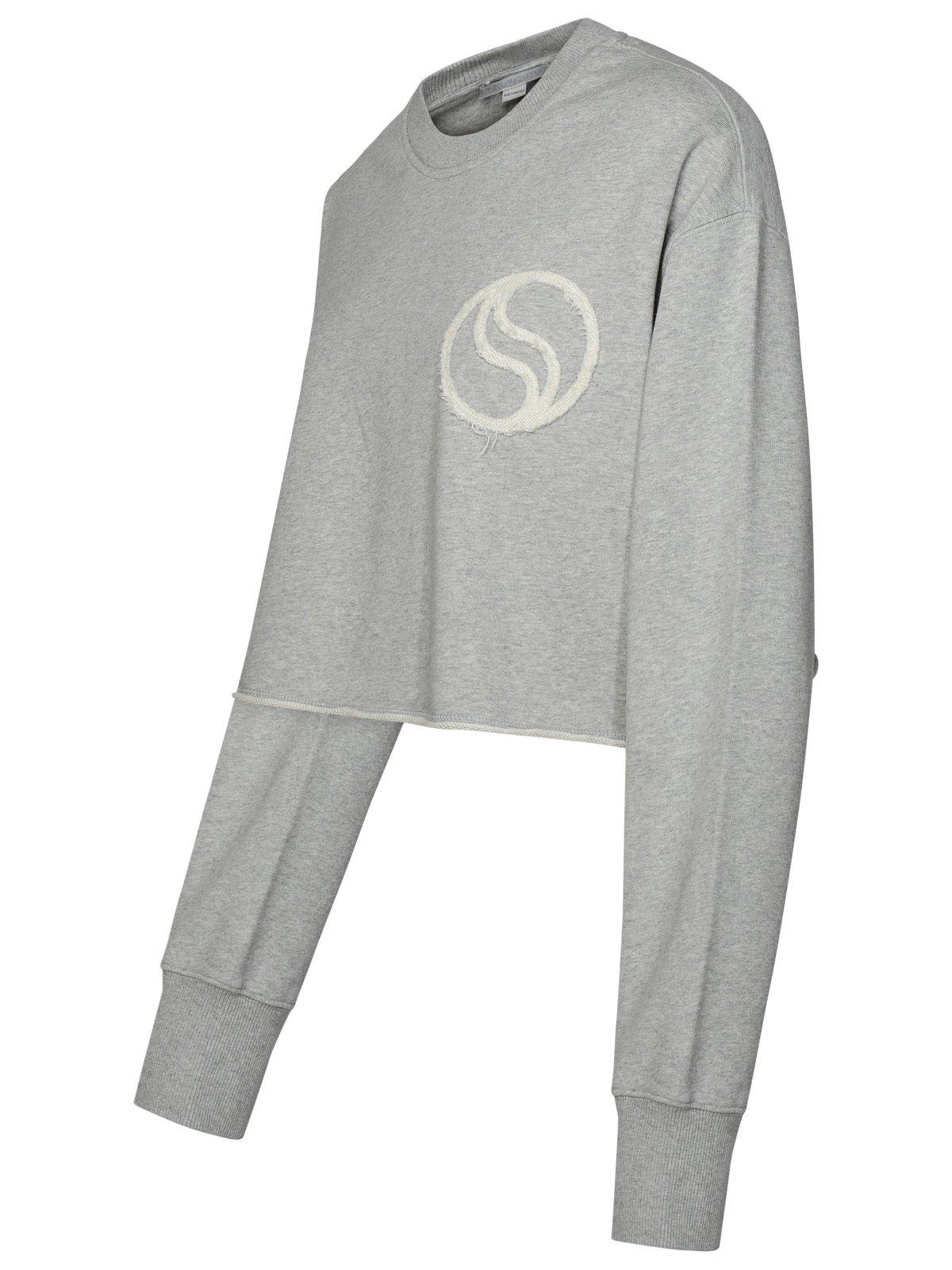 Shop Stella Mccartney S-wave Crewneck Cropped Sweatshirt In Grigio
