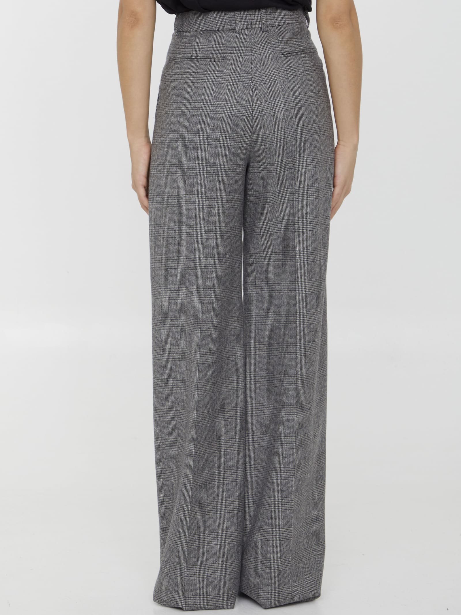 Shop Saint Laurent Flannel Flared Trousers In Grey