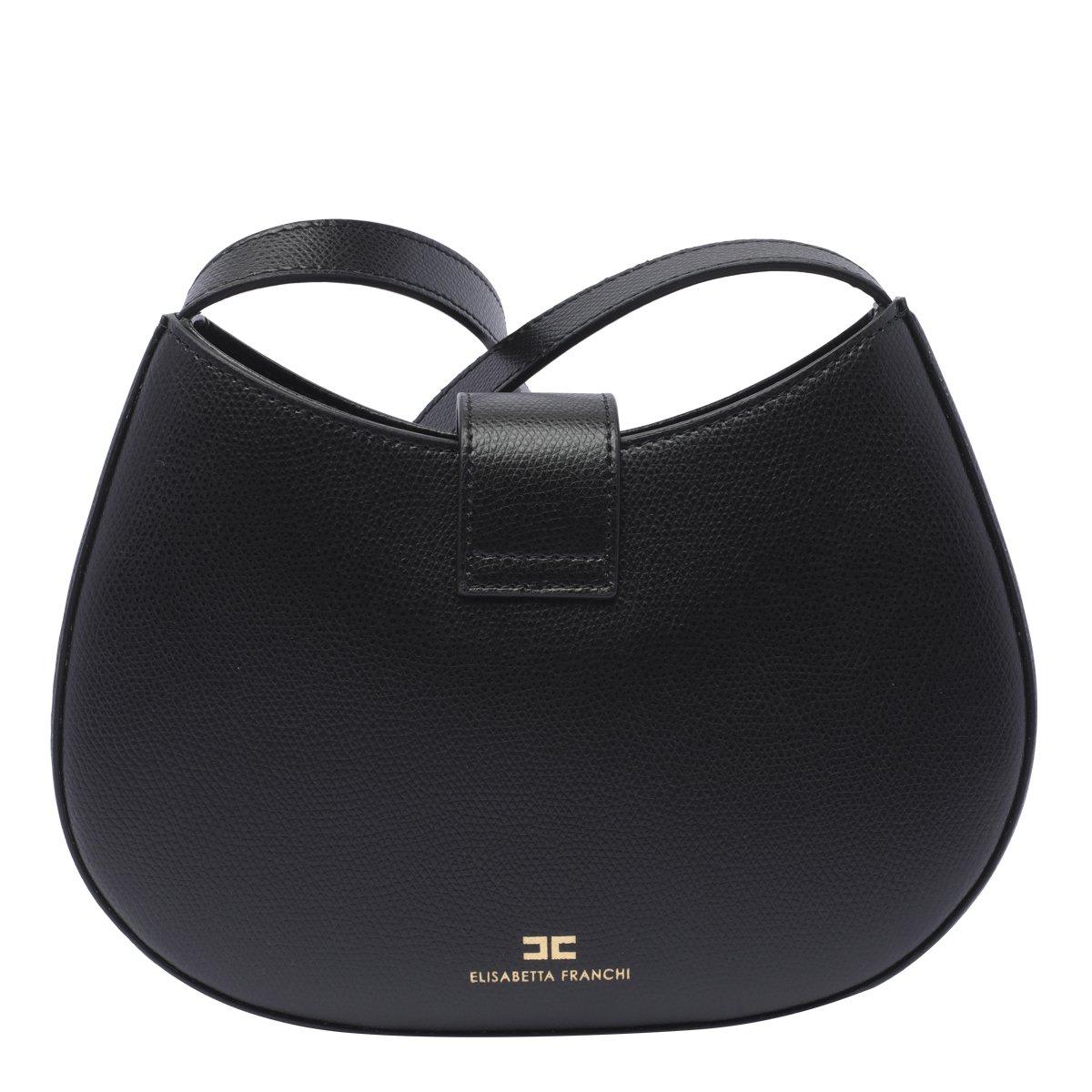 Shop Elisabetta Franchi Logo Plaque Medium Hobo Bag In Black