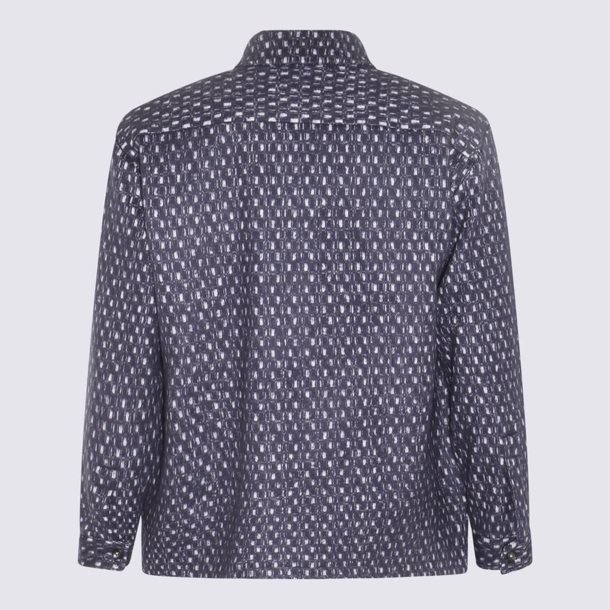 Shop Kiton White And Blue Wool And Silk Blend Shirt