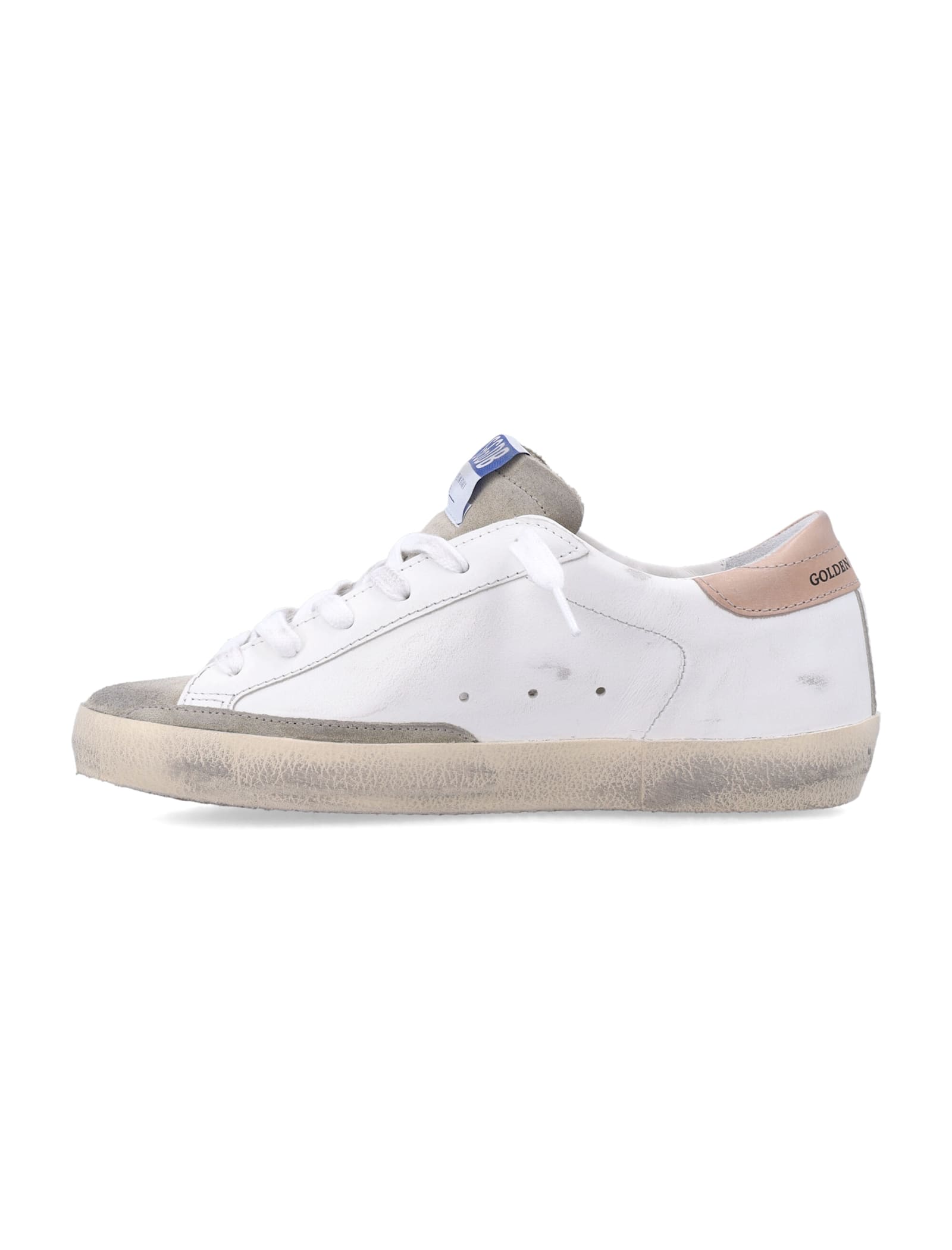 Golden Goose Superstar White Low Top Sneakers With Glittered Star Patch And Laminated Heel With Logo Lettering In In White