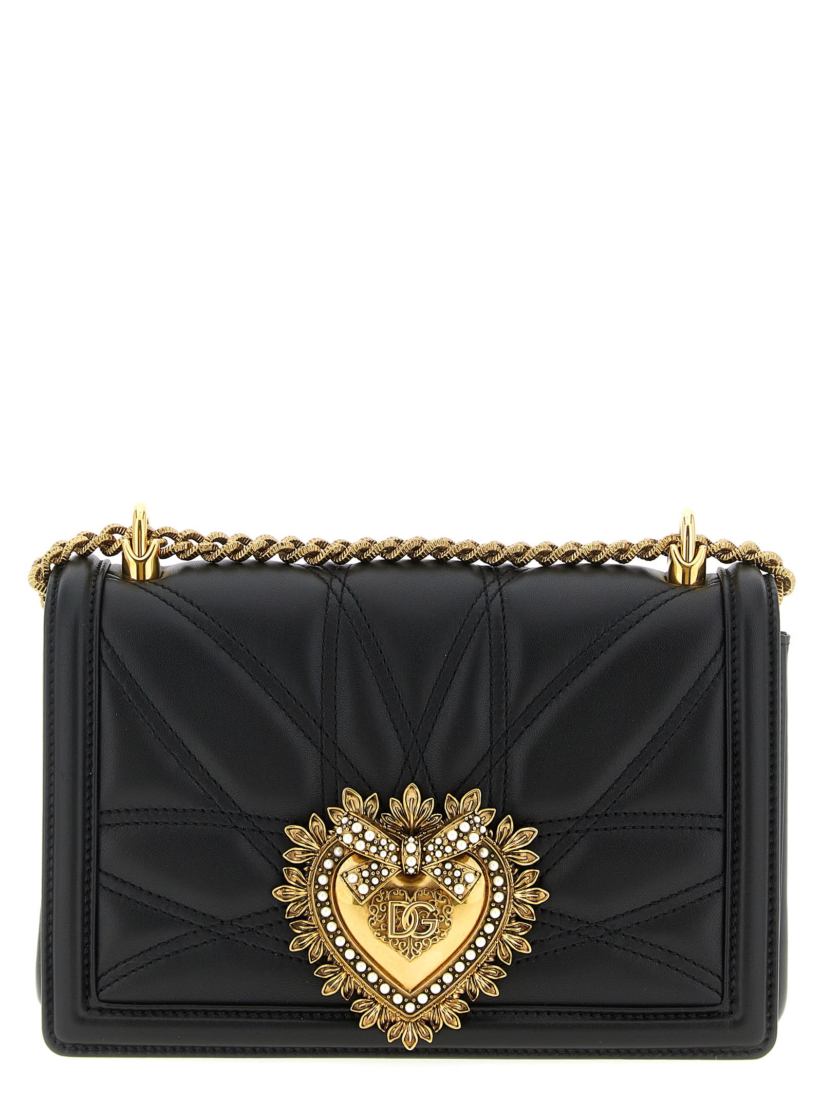 Dolce & Gabbana Devotion Medium Shoulder Bag In Black