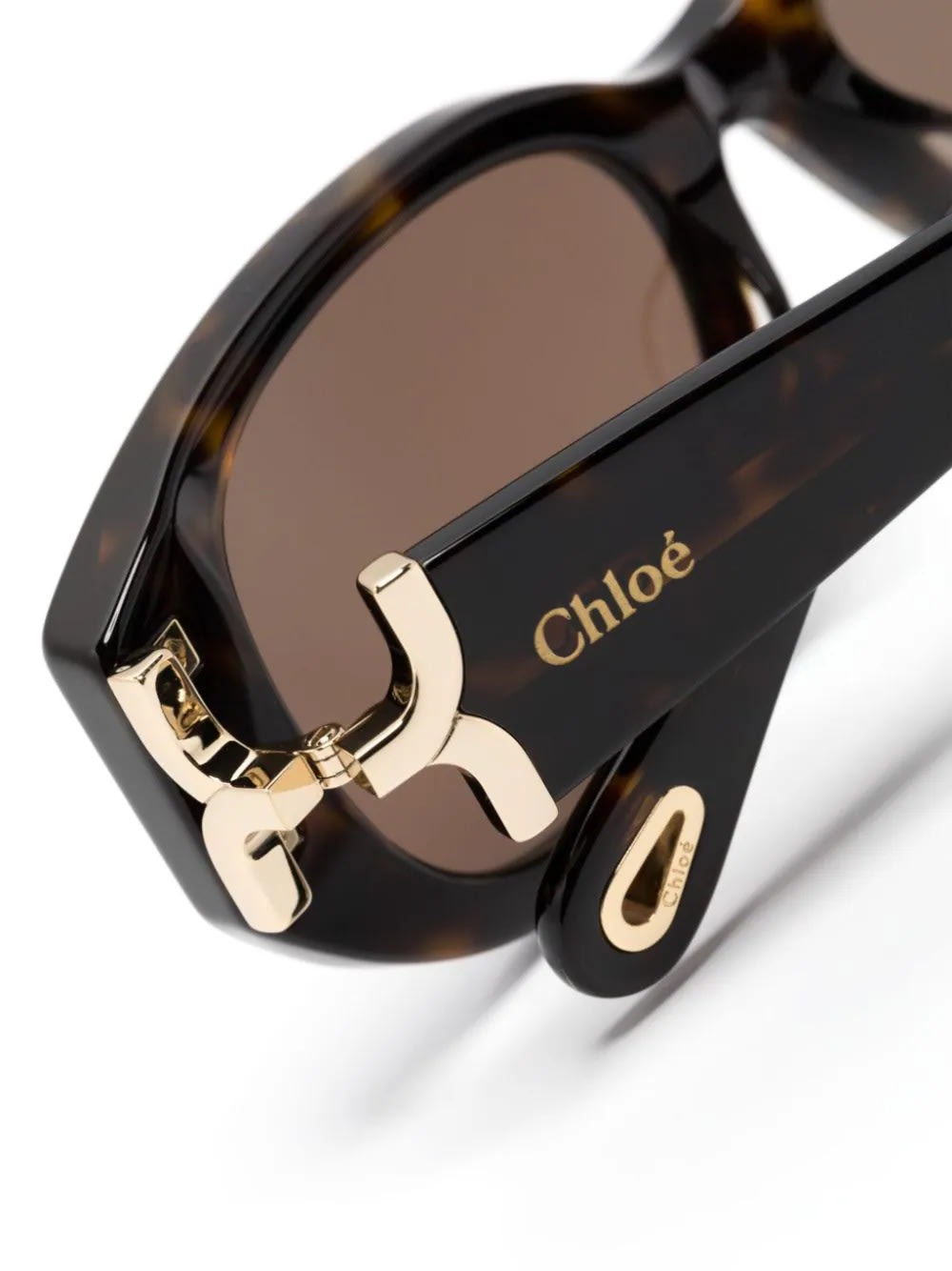 Shop Chloé Havana Oval-frame Sunglasses In Brown