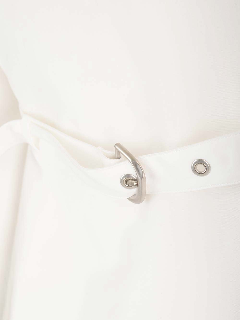 Off-white Cotton Shirt With Straps And Metal Buckle In White