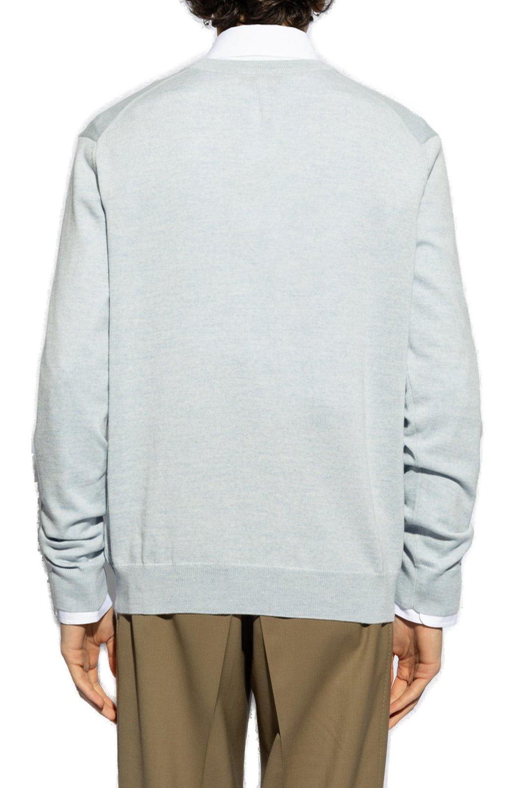 Shop Maison Kitsuné Bold Fox Head Patch Knitted Jumper In Grey