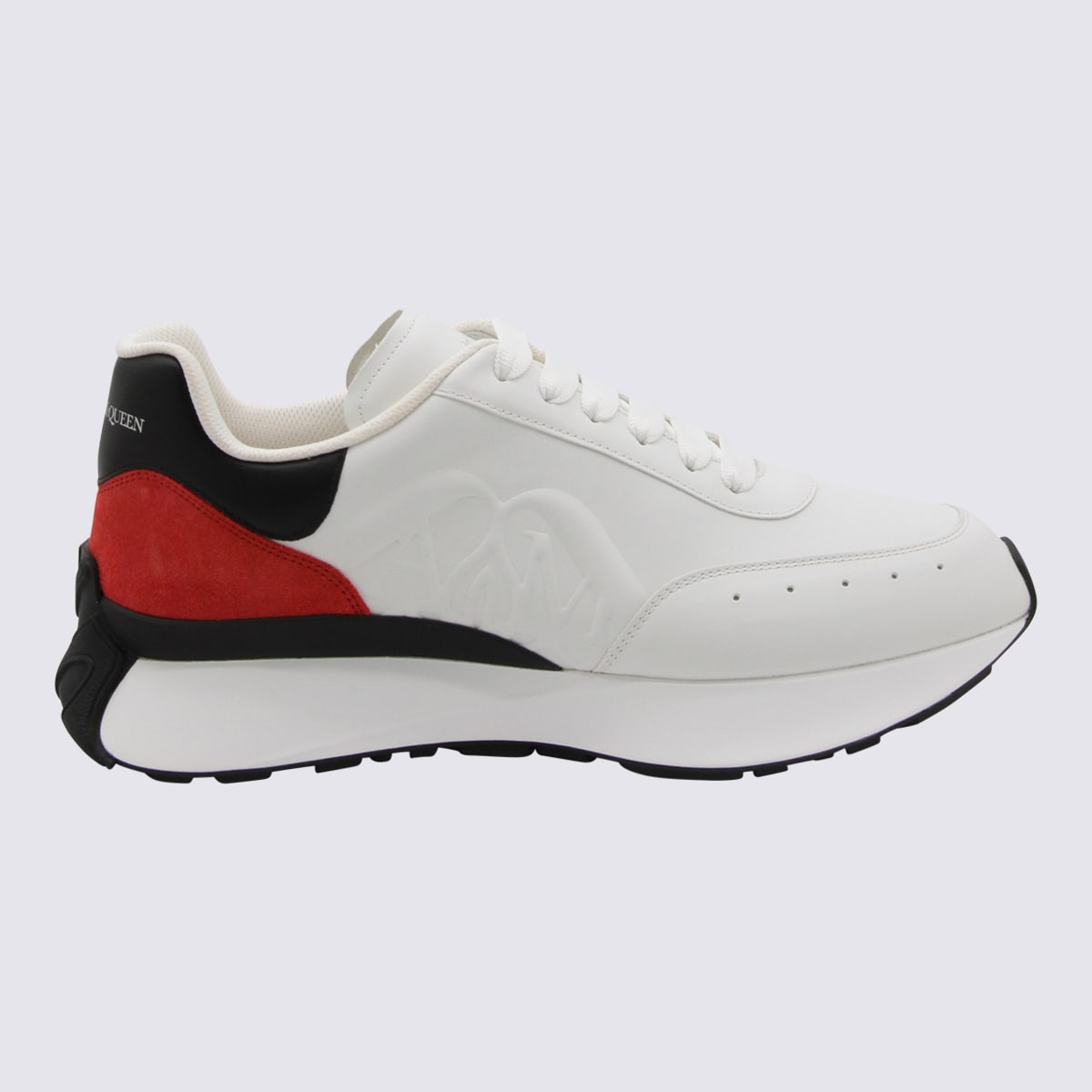 Alexander Mcqueen White, Red And Black Leather Sprint Runner Sneakers