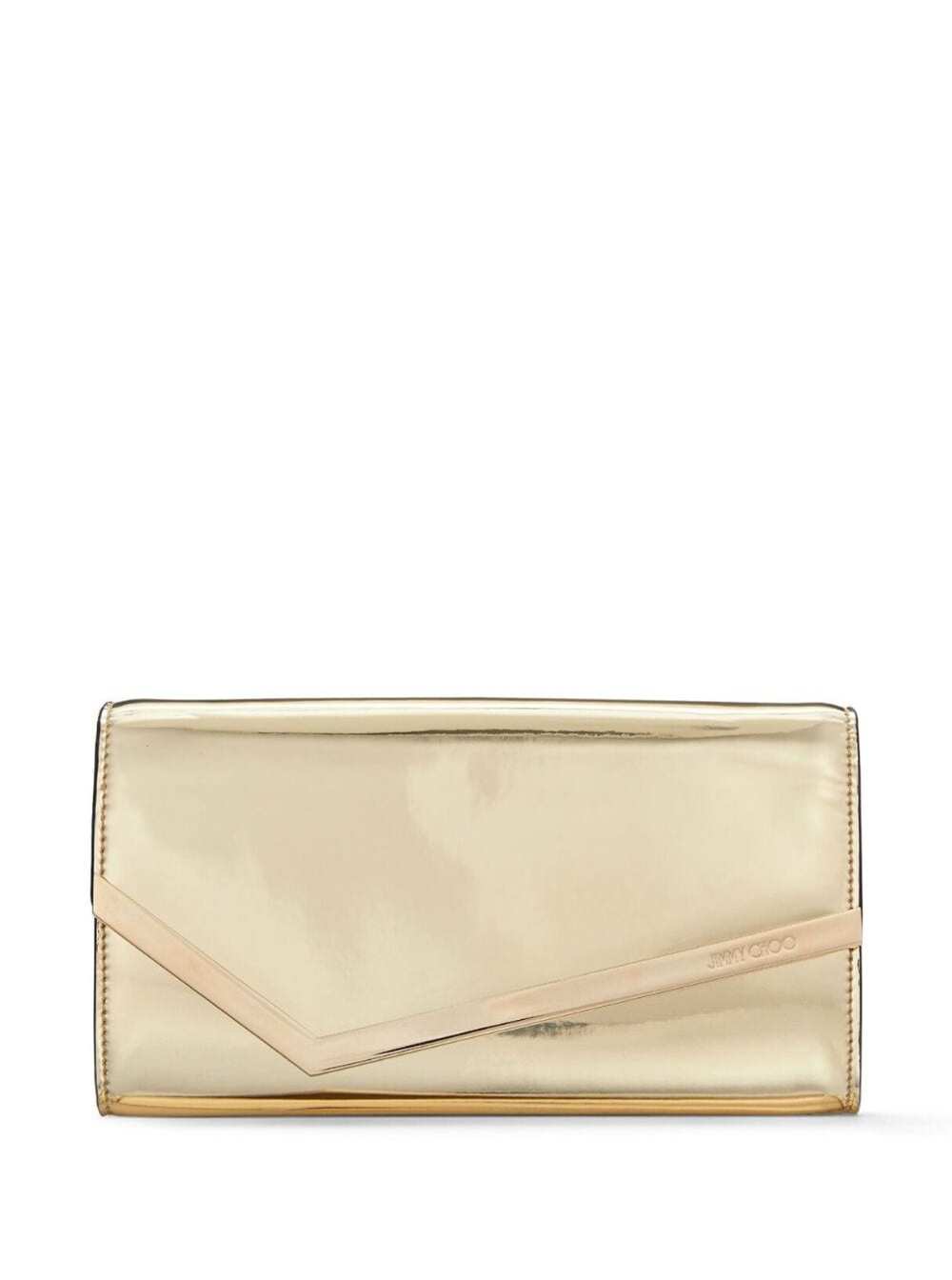 JIMMY CHOO EMMIE GOLD-colourED HANDBAG WITH MAGNETIC FASTENING IN MIRROR FABRIC WOMAN
