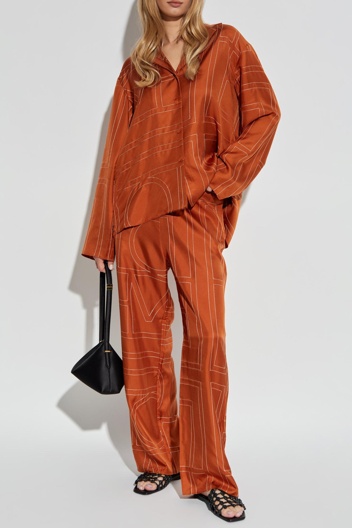 Totême Toteme Silk Pants In Brown