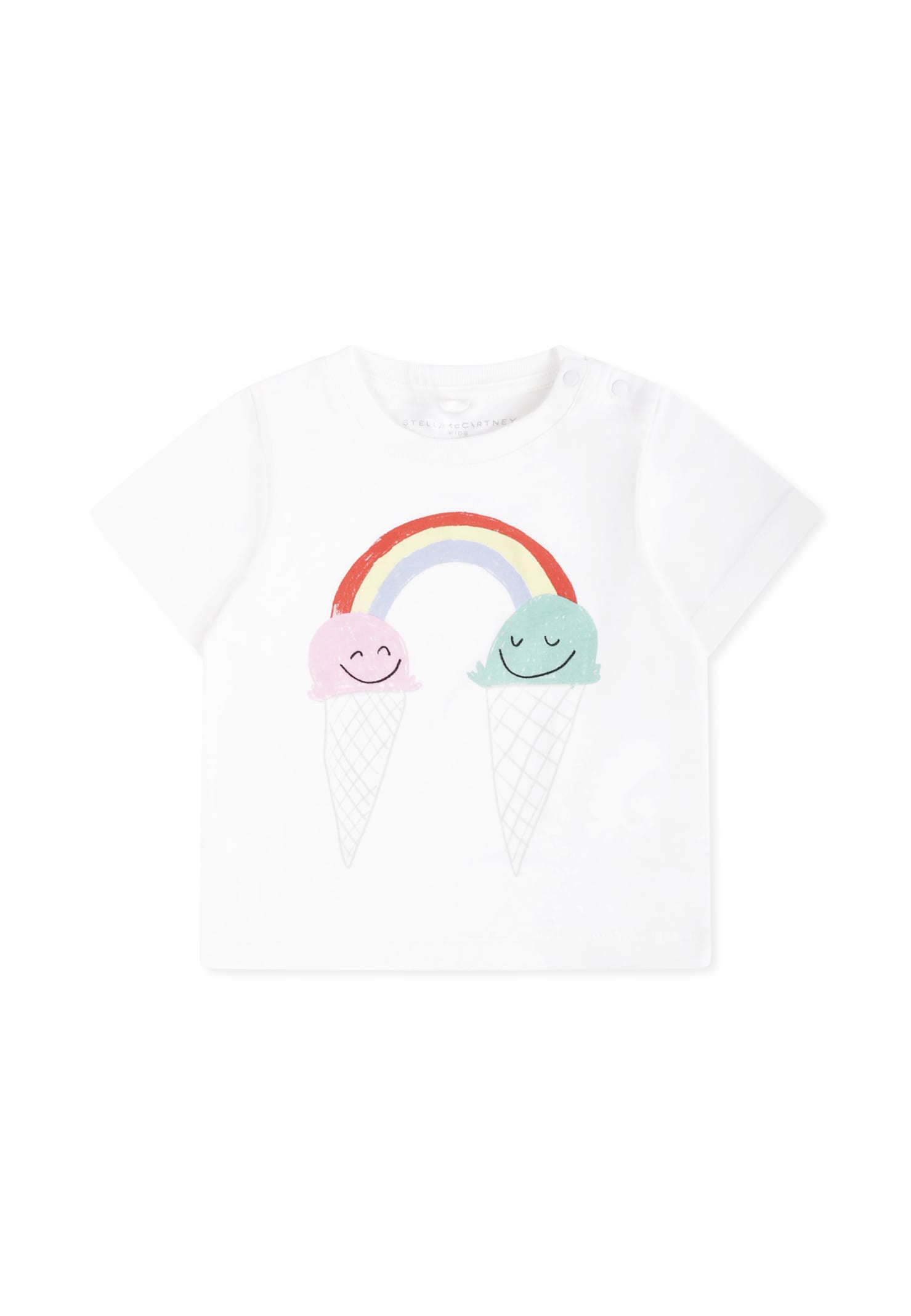 Stella Mccartney White T-shirt For Baby Girl With Ice Cream In White