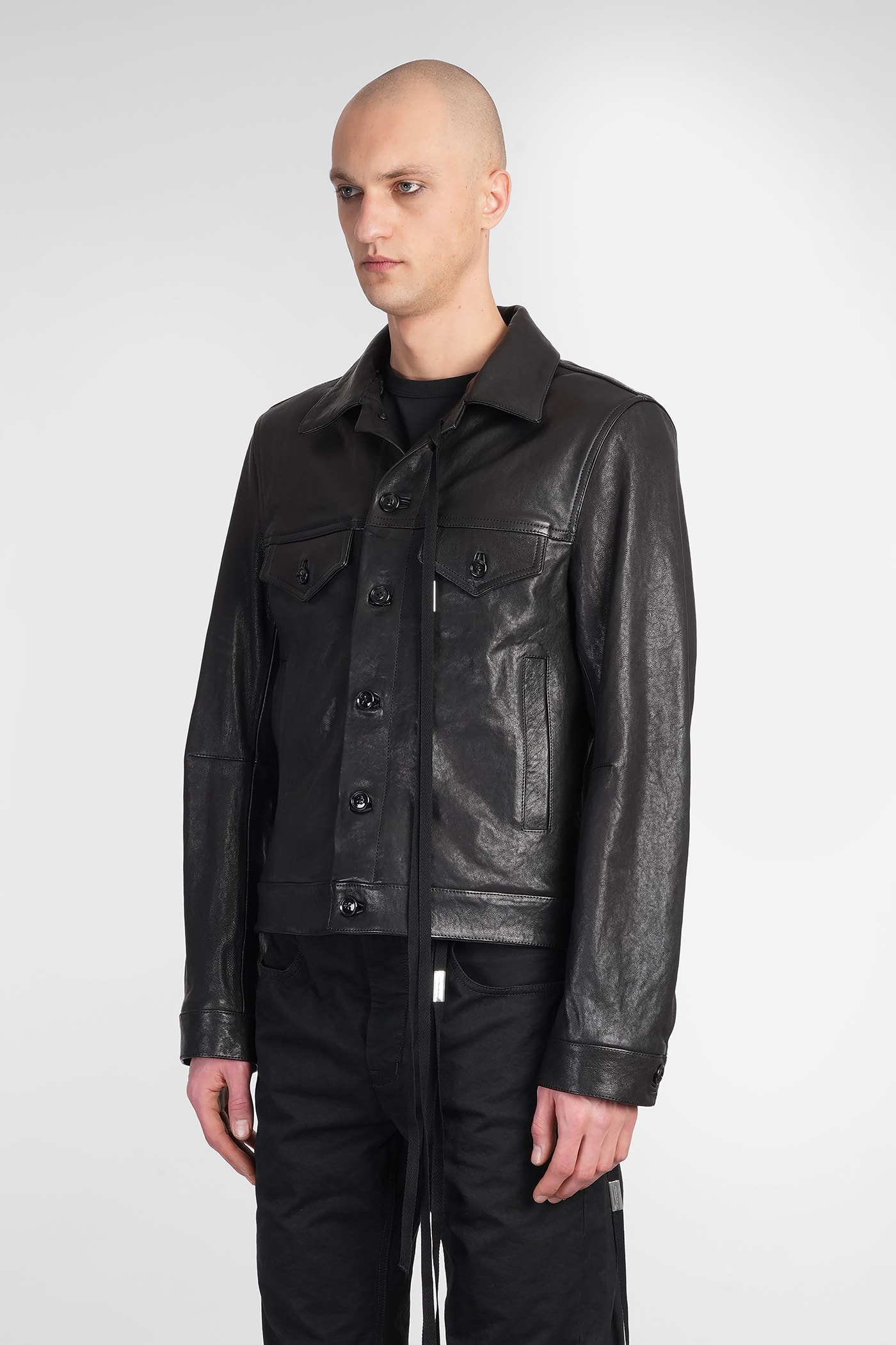 Ann Demeulemeester Ebbe Leather Jacket In Black Leather In Black