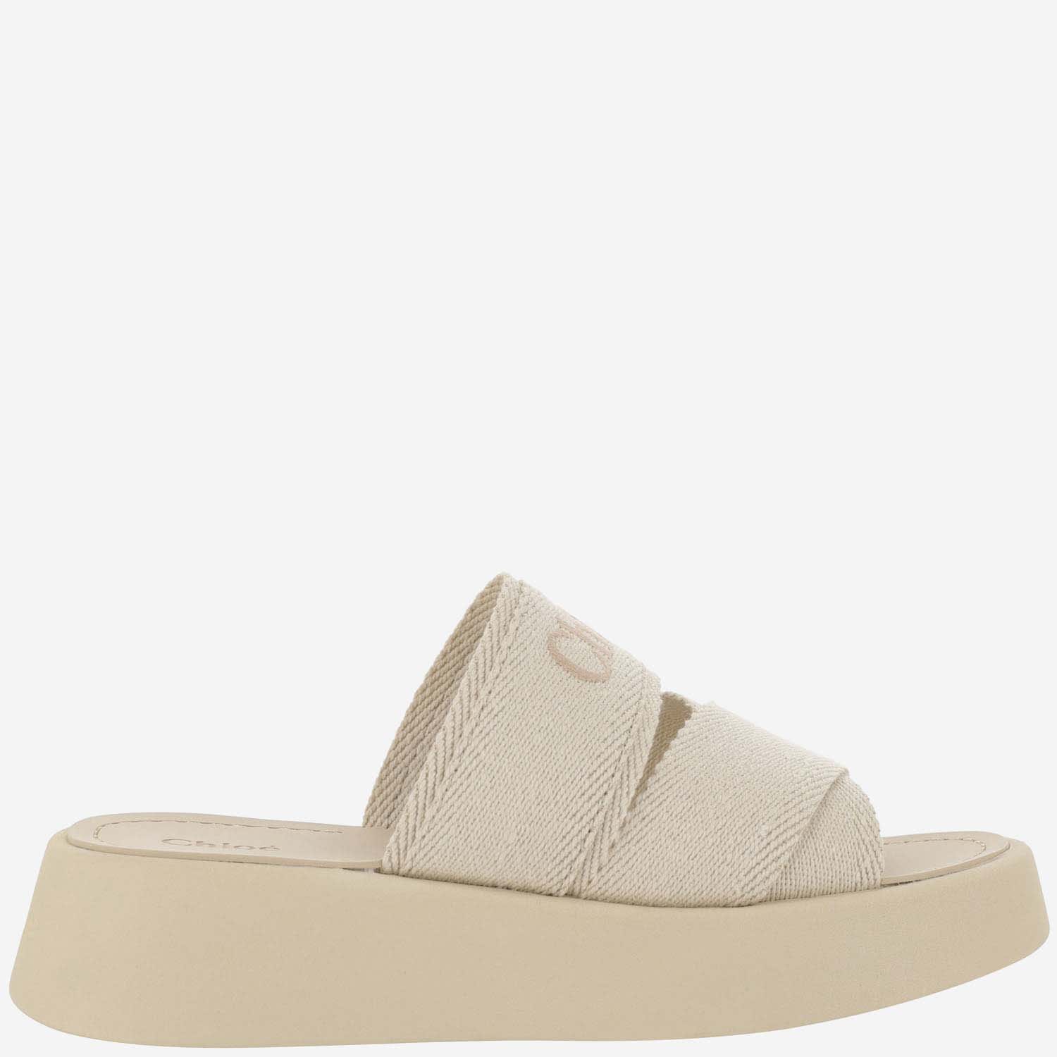 Shop Chloé Canvas Sandals With Logo In White