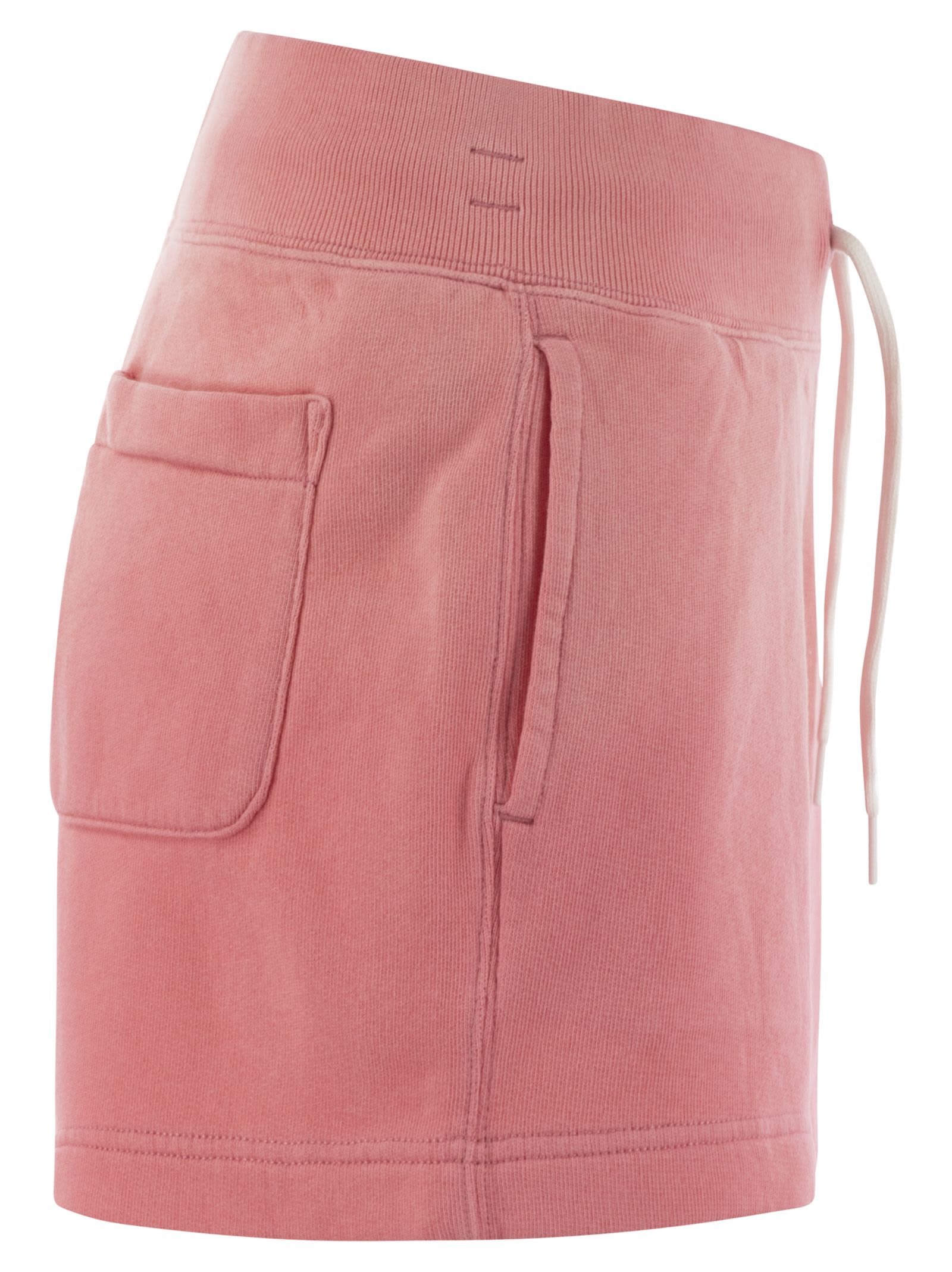 Shop Polo Ralph Lauren Plush Shorts With Drawstring In Pink