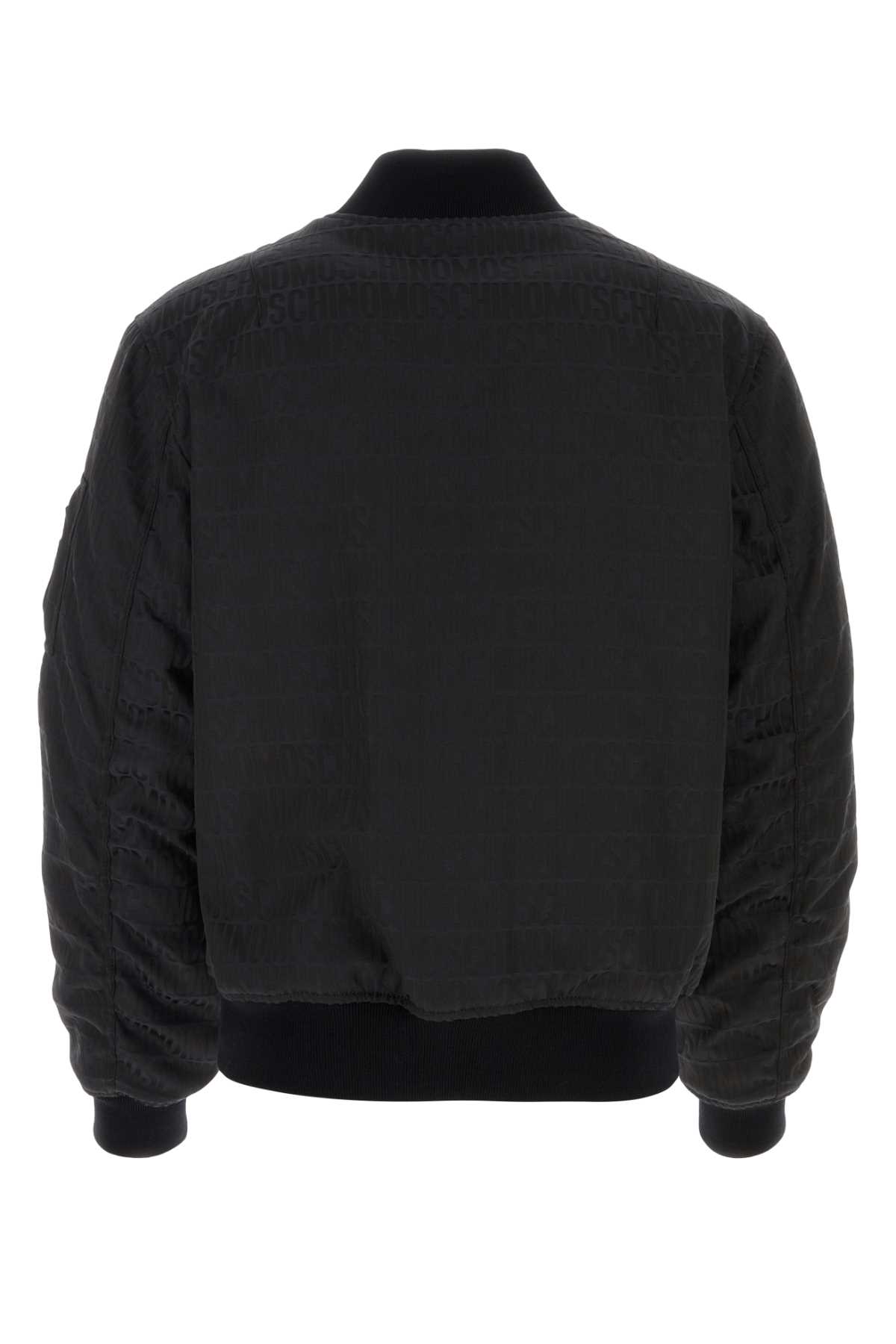 Shop Moschino Black Polyester Blend Padded Bomber Jacket In Fantasianero
