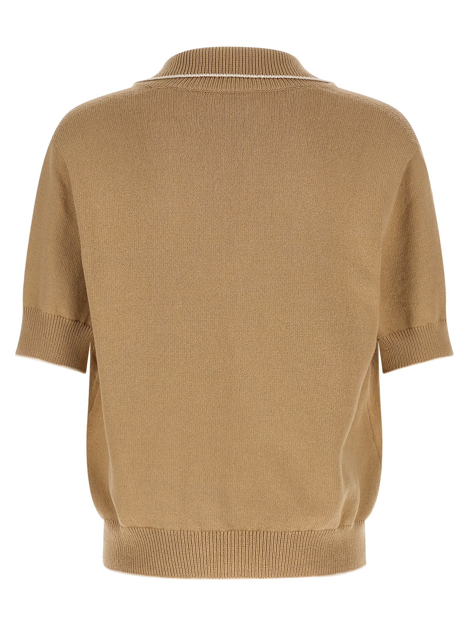 Balmain Stemma Embroidery Polo Shirt In Nude