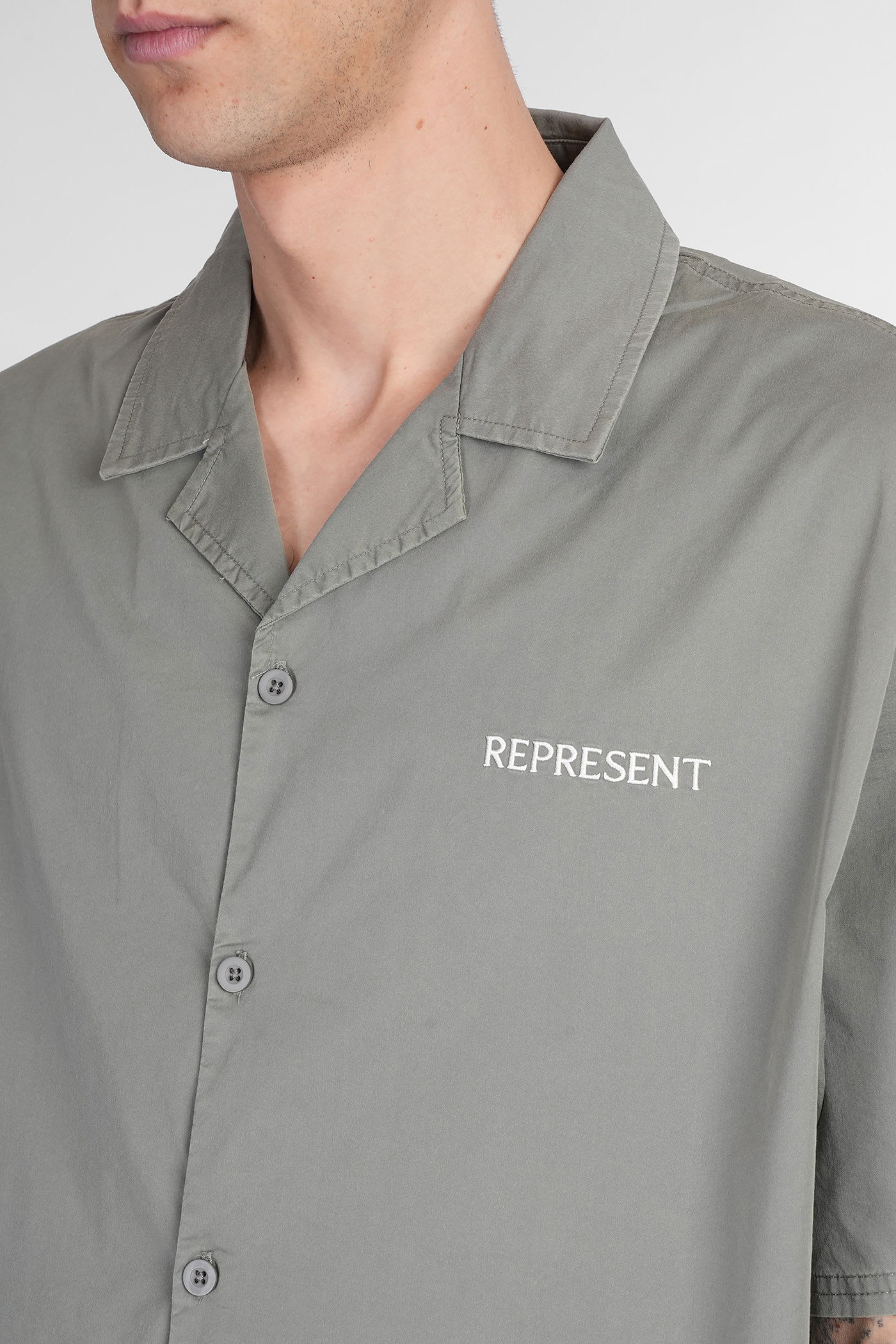 Represent Shirt In Green Cotton In Gray