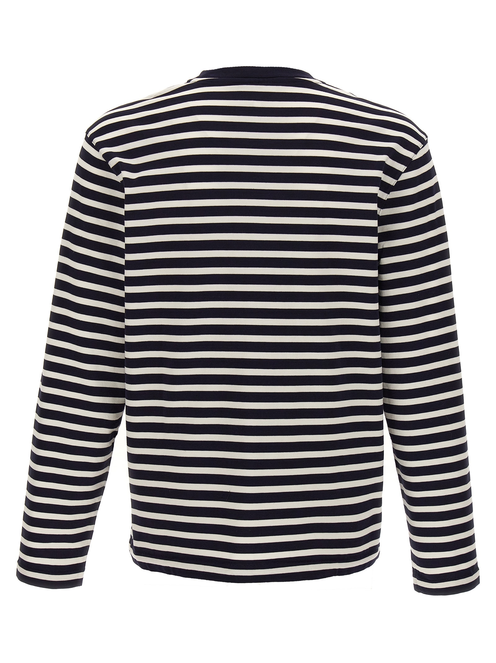 Shop Maison Kitsuné Bold Fox Head T-shirt In Navy Stripes