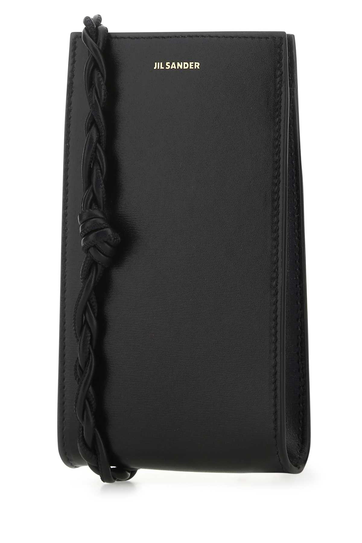 Jil Sander Black Leather Phone Case In 001