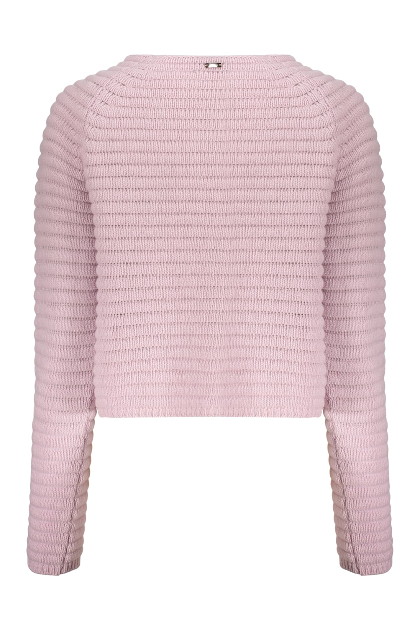 Herno Fashionable Long-sleeve Pink Cropped Sweater In Pink