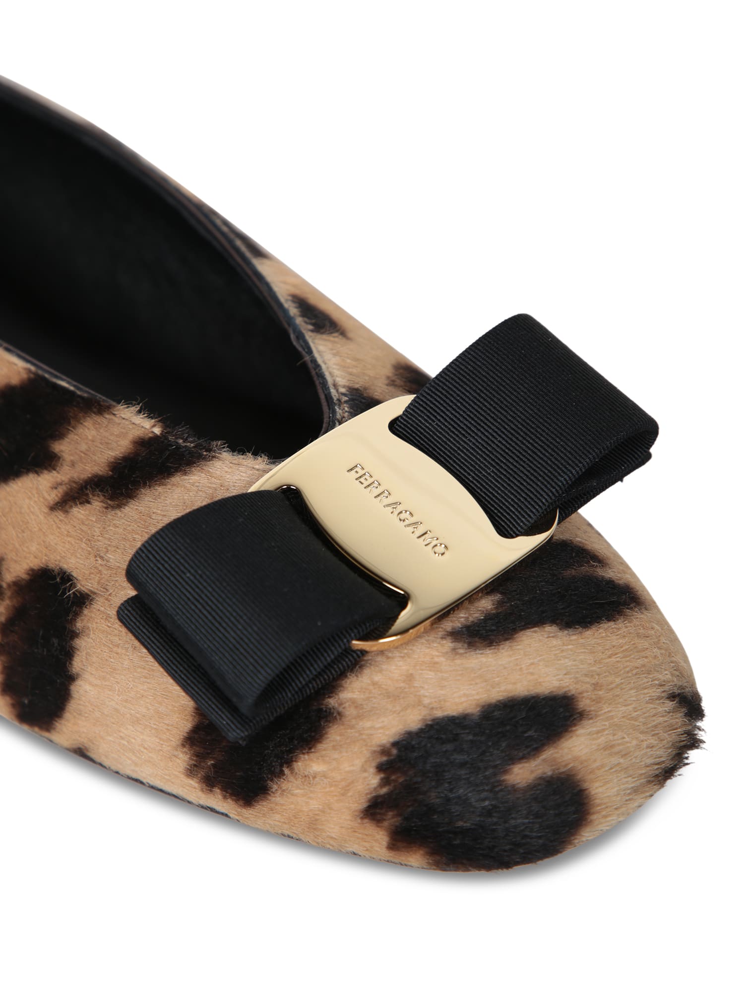 Ferragamo Leopard Print Leather Ballet Flats In Animal Print