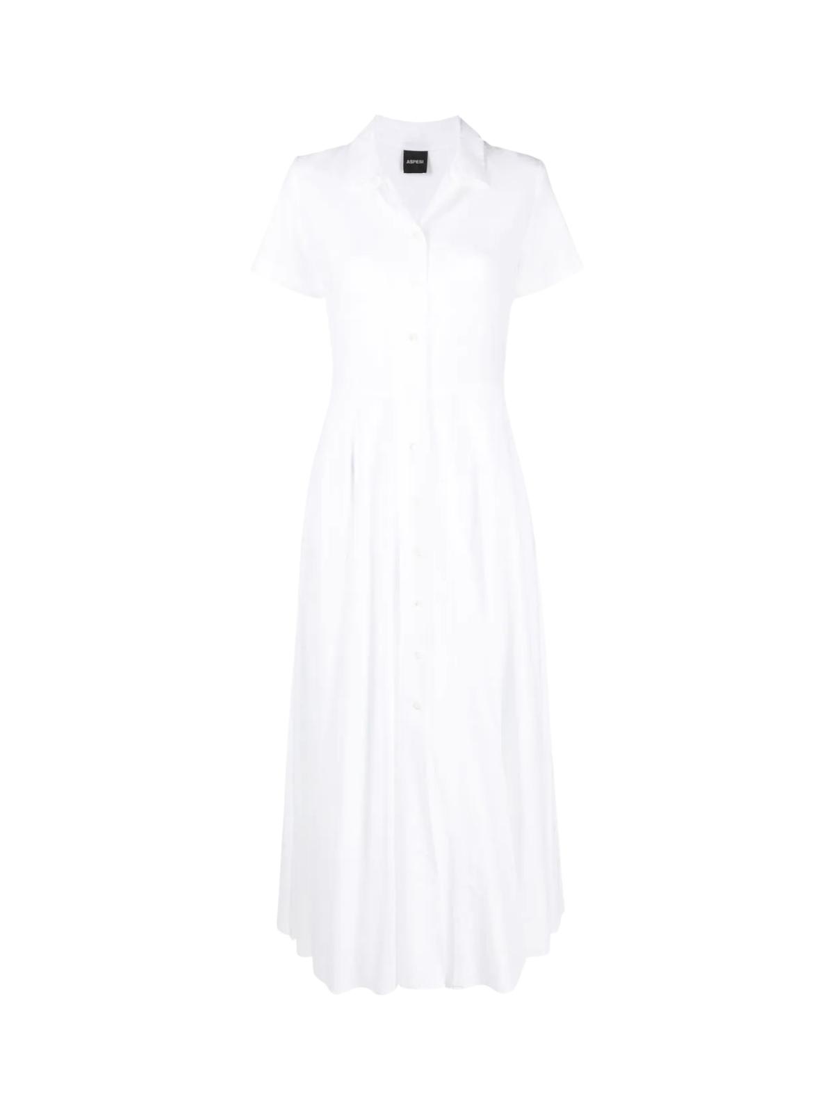Aspesi Cotton Revers Shirt Neck S/s Chemisier Long Dress