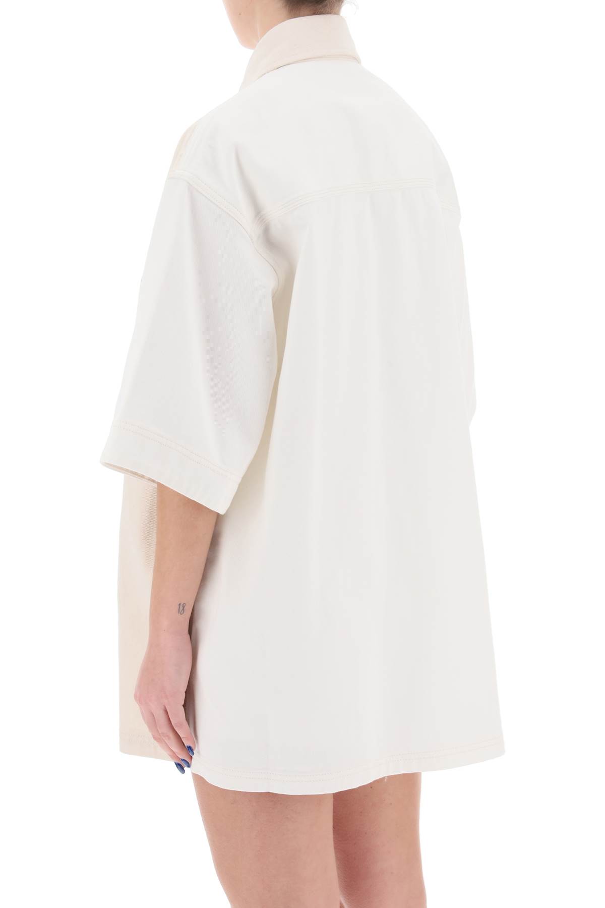 Stella Mccartney Utility Short-sleeved Denim Shirt In Whiteecru (white)