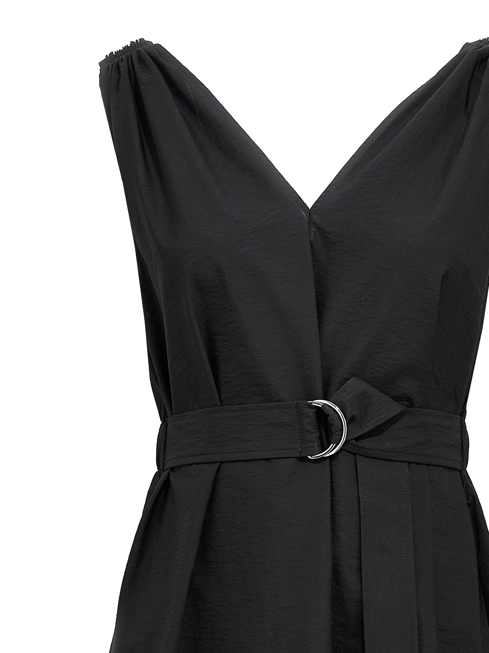 Brunello Cucinelli Women Techno Cotton Poplin Dress With Belt And Precious Shoulder Detail
