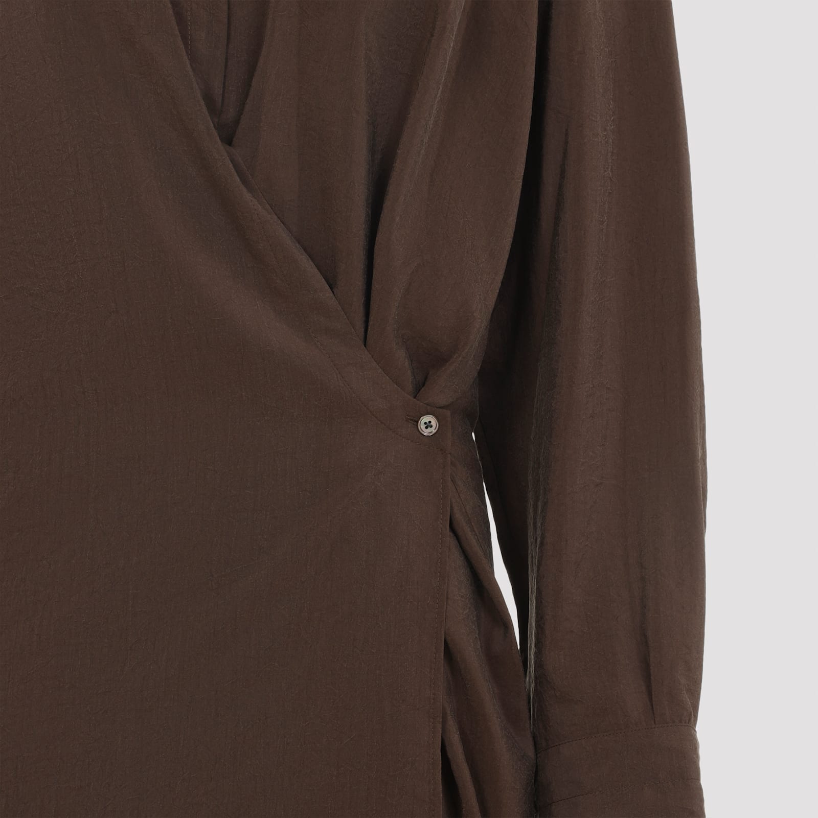 Lemaire Twisted Dress With Straight Collar And Buttons In Burgundy