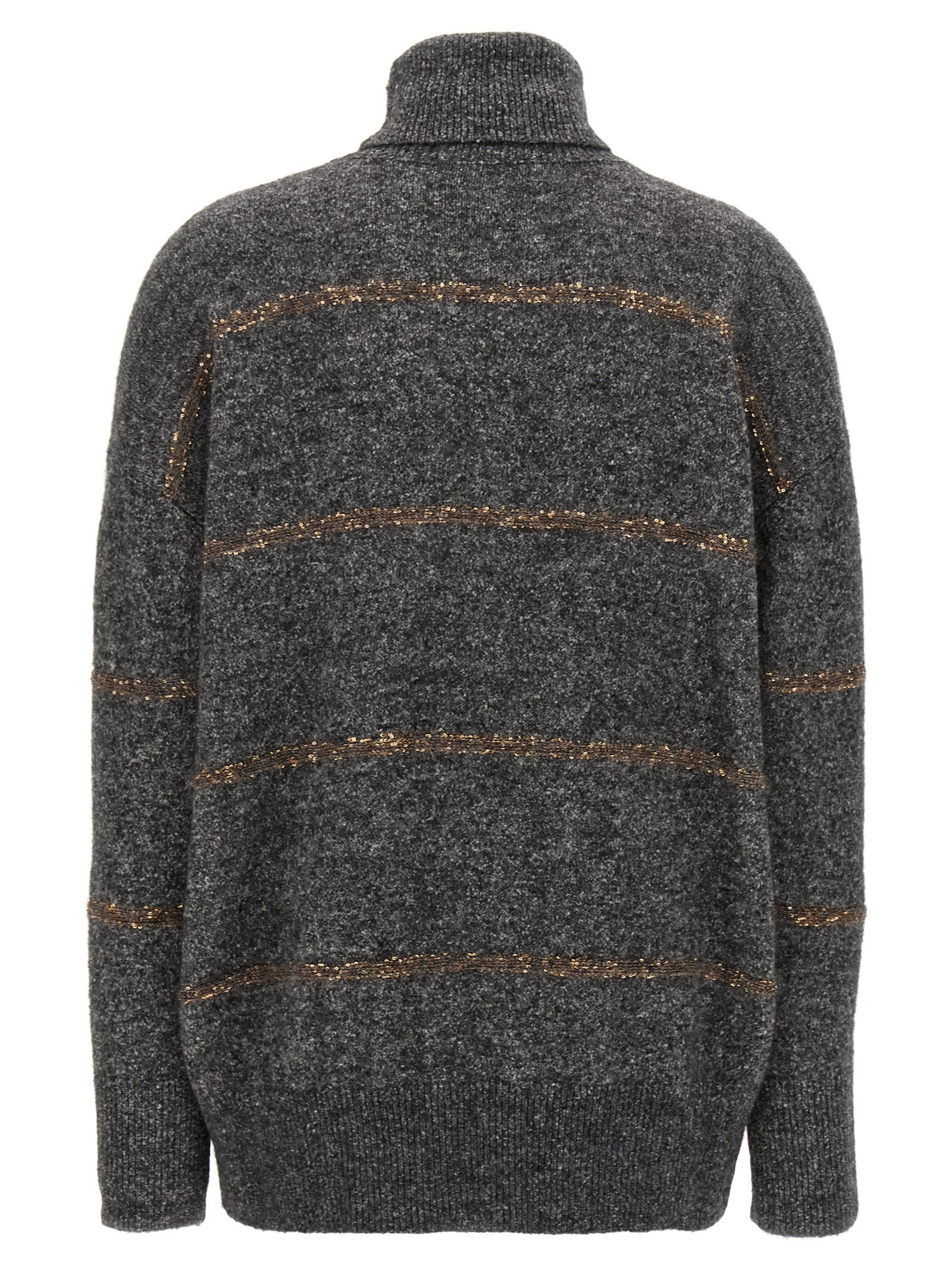 Shop Brunello Cucinelli Sequin Sweater In Gray