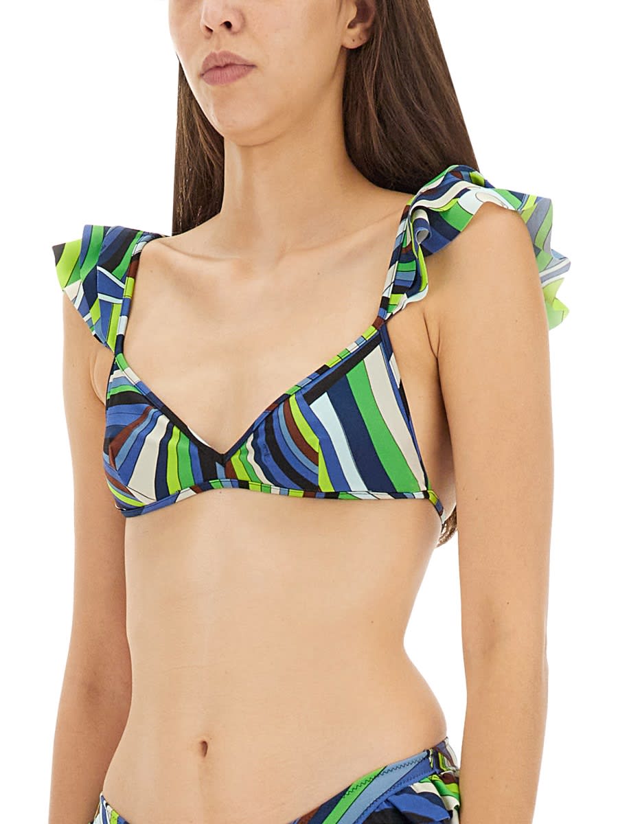 Shop Pucci Logo Bikini Top In Multicolour