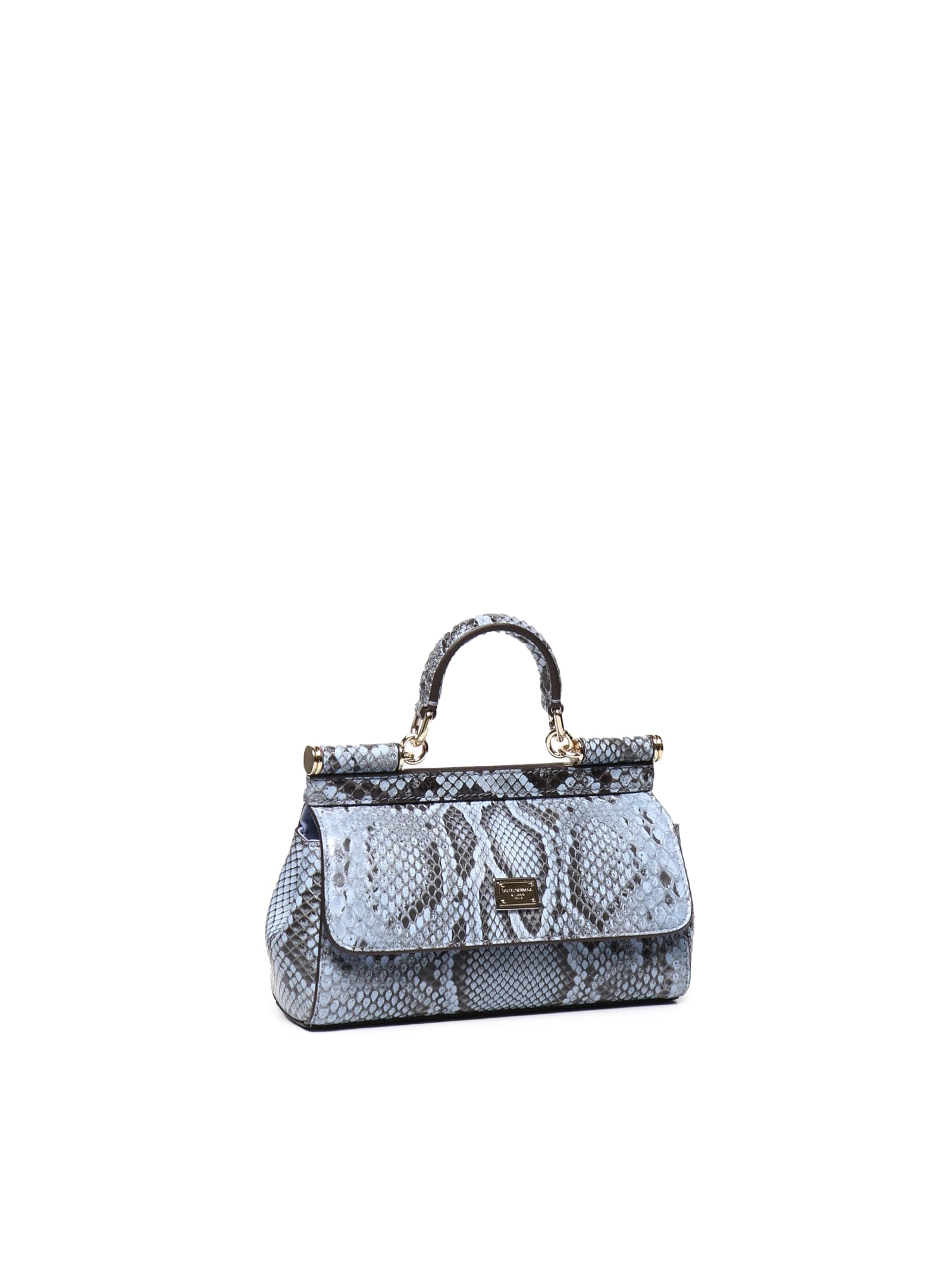 Shop Dolce & Gabbana Sicily Bag In Snake Sugar Paper