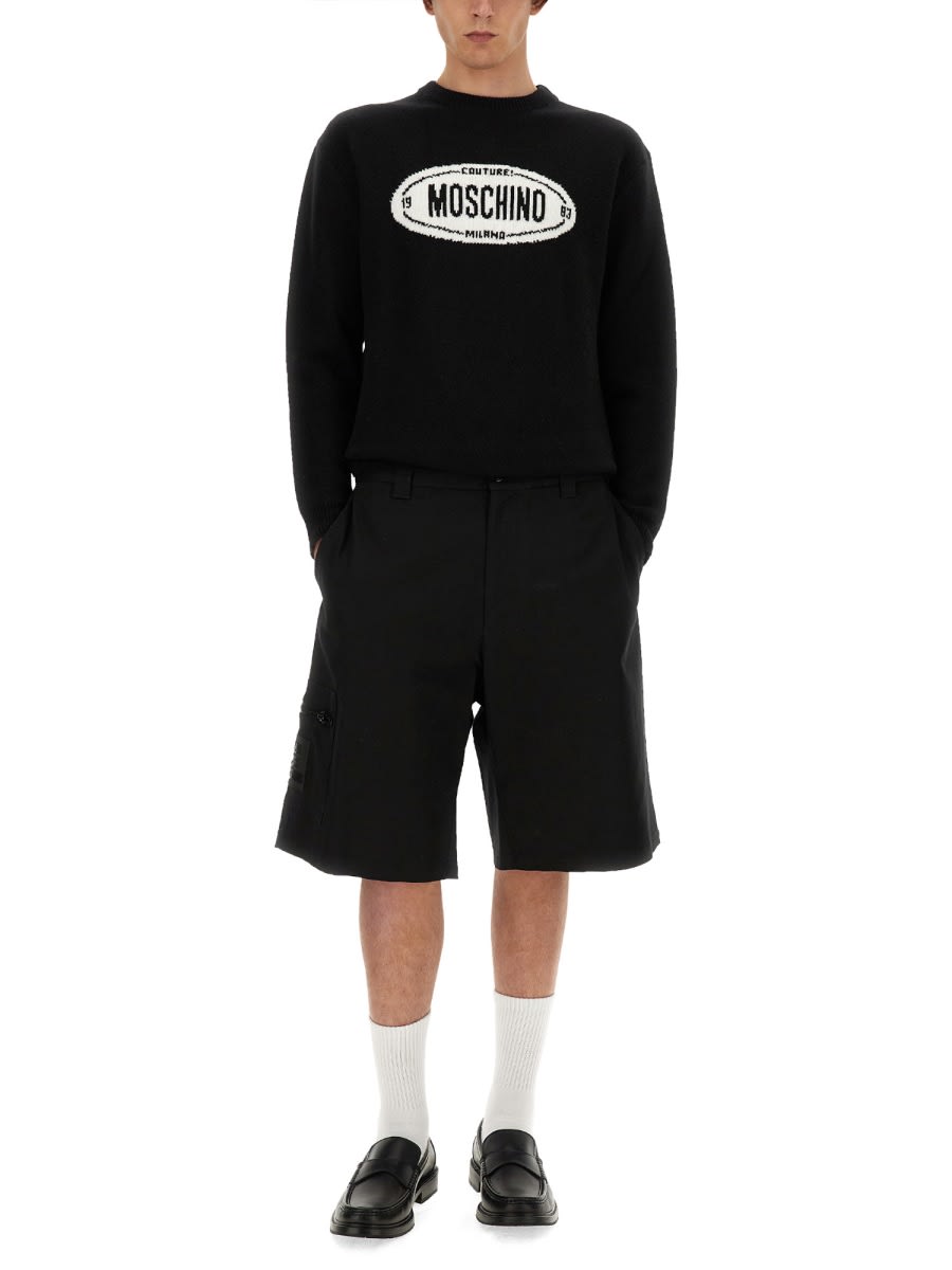 Shop Moschino Jersey With Logo In Black