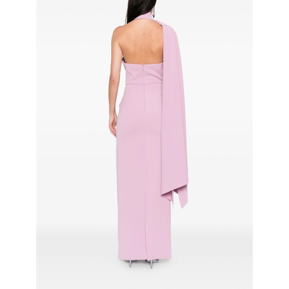 Solace London One-shoulder Drape Dress In Pink