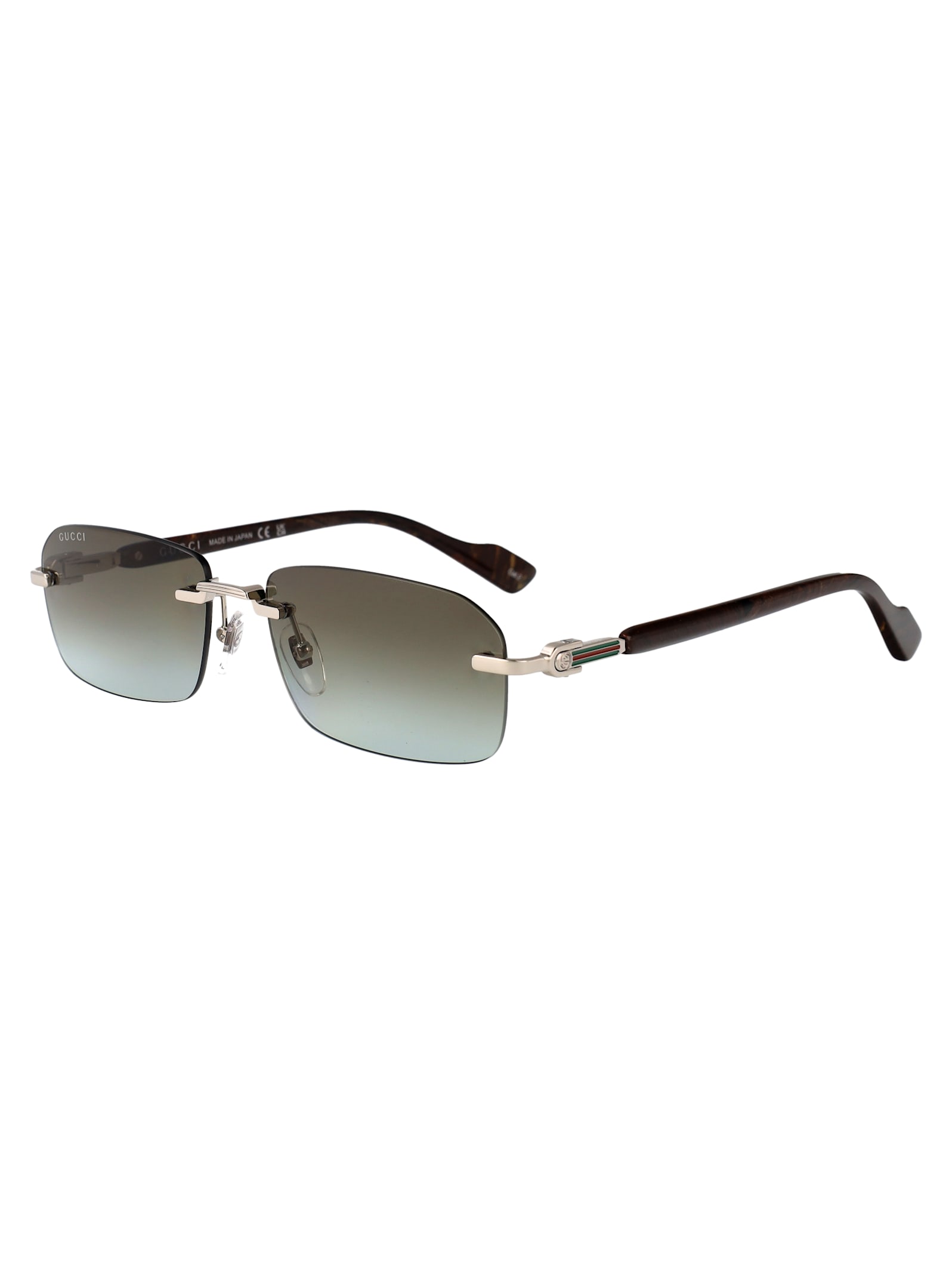 Gucci Silver-silver-brown Metal Sunglasses In Gray