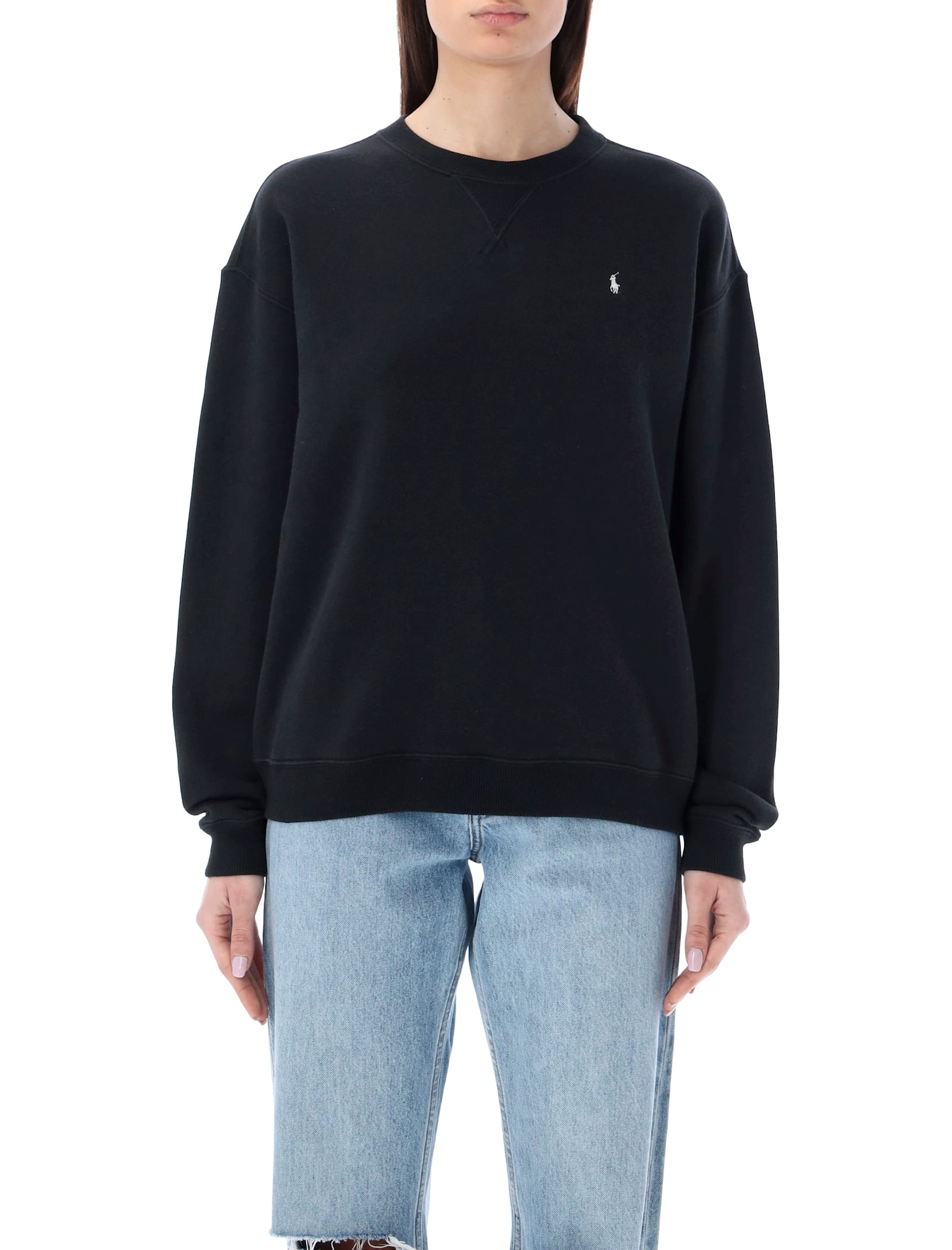 Polo Ralph Lauren Polo Ralph Lauren Cotton Fleece Crewneck Sweatshirt In Black