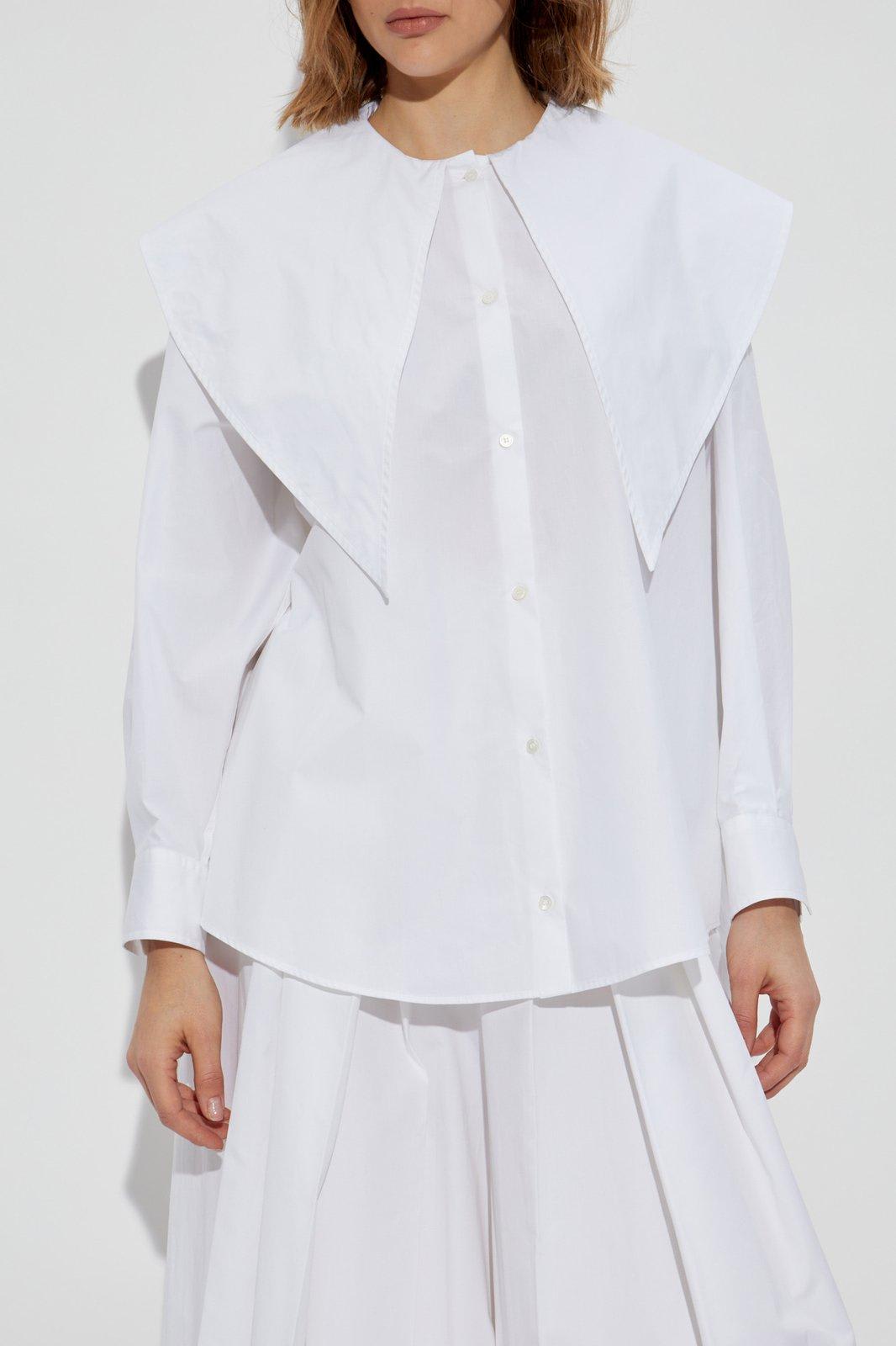 Fabiana Filippi Decorative Collar Long Sleeved Shirt In White