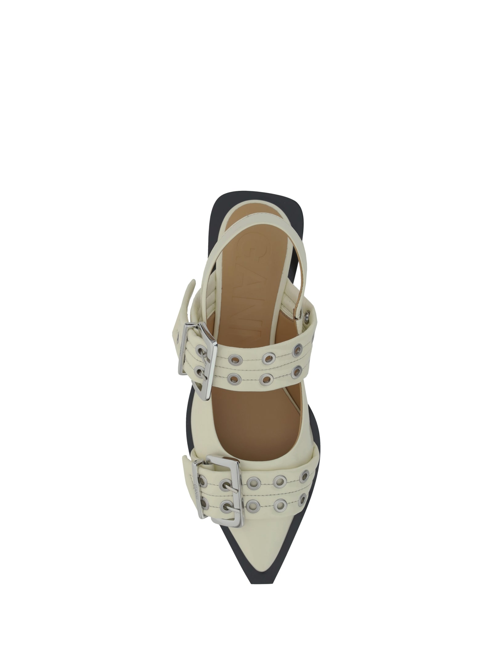 Shop Ganni Feminine Pumps In Bianco