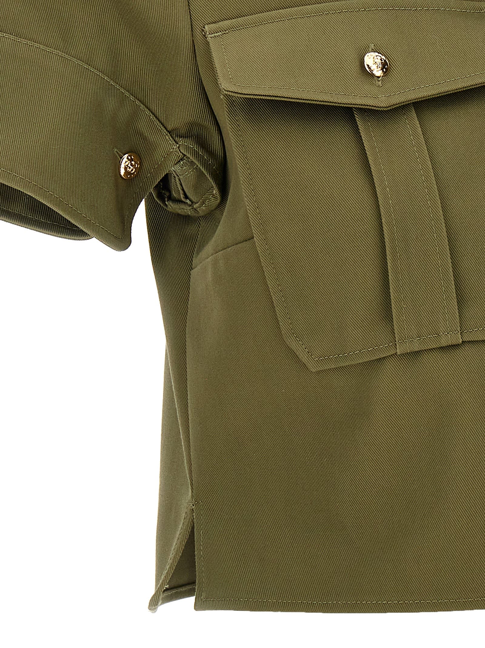 Shop Alexander Mcqueen Cropped Military Shirt In Green