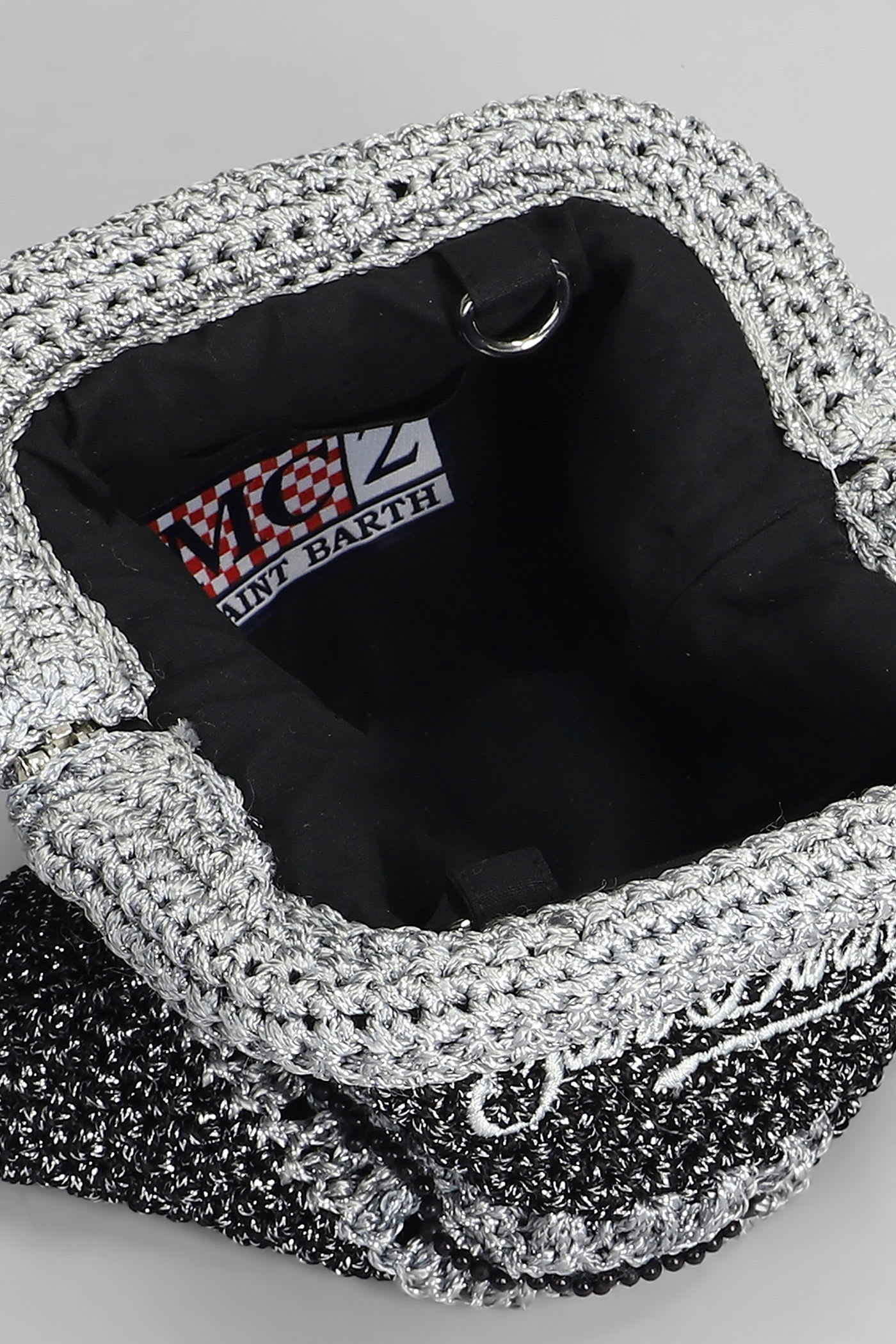 Mc2 Saint Barth Crochet Pouch N Shoulder Bag In Black Viscose In Multi