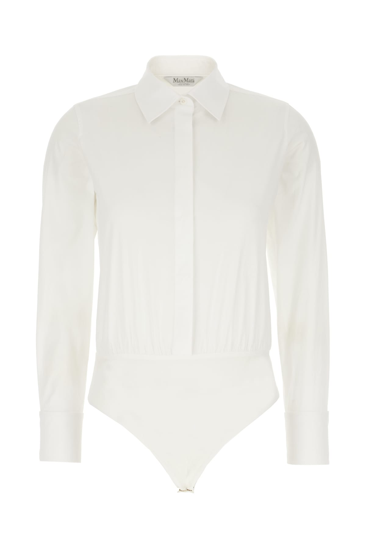 MAX MARA WHITE STRETCH COTTON BODYSUIT