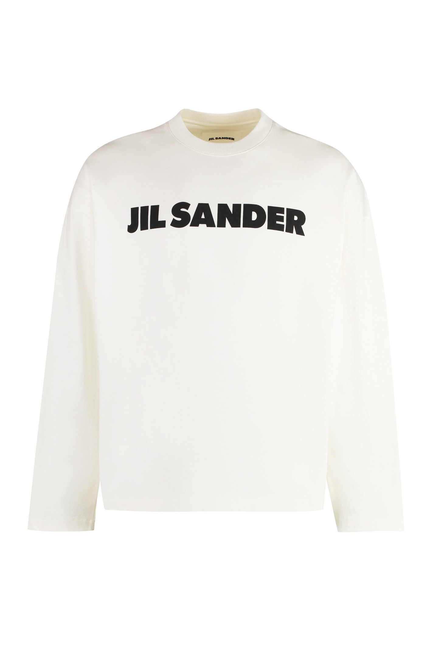 Shop Jil Sander Long Sleeve Cotton T-shirt In Ivory