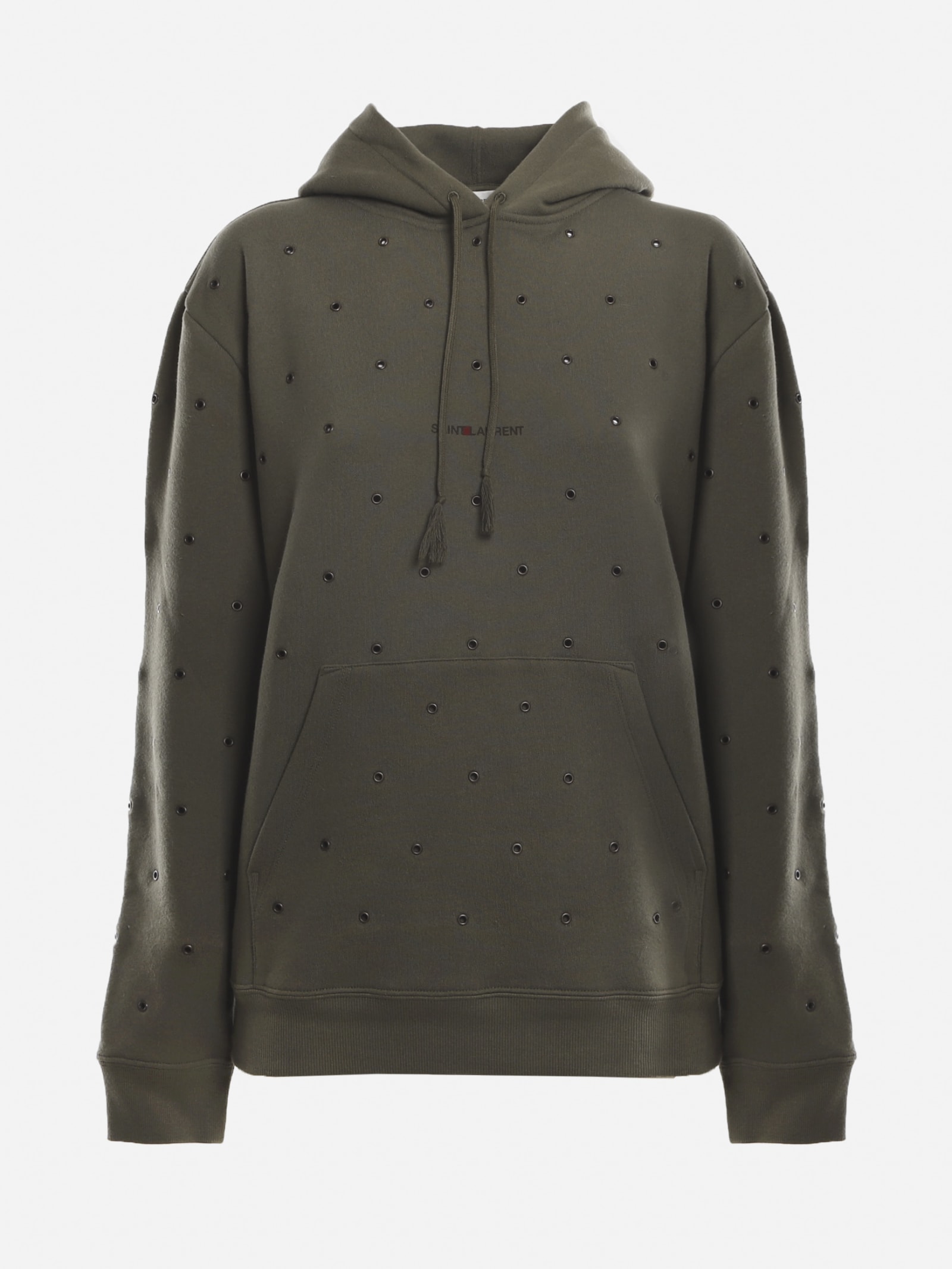 Saint Laurent Cotton Sweatshirt With All-over Eyelets