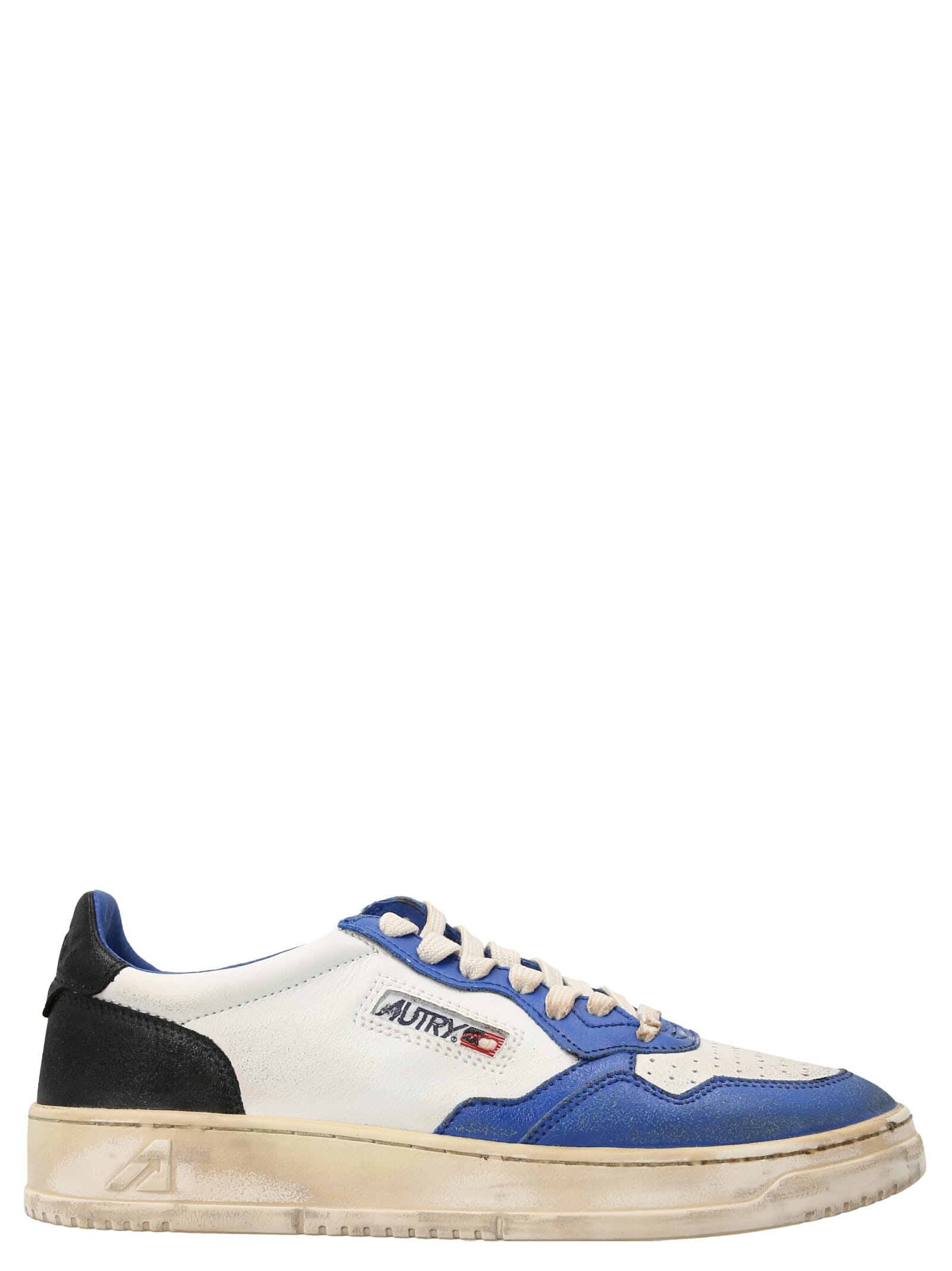 Shop Autry 01 Low Super Vintage Sneakers In White/blue/black