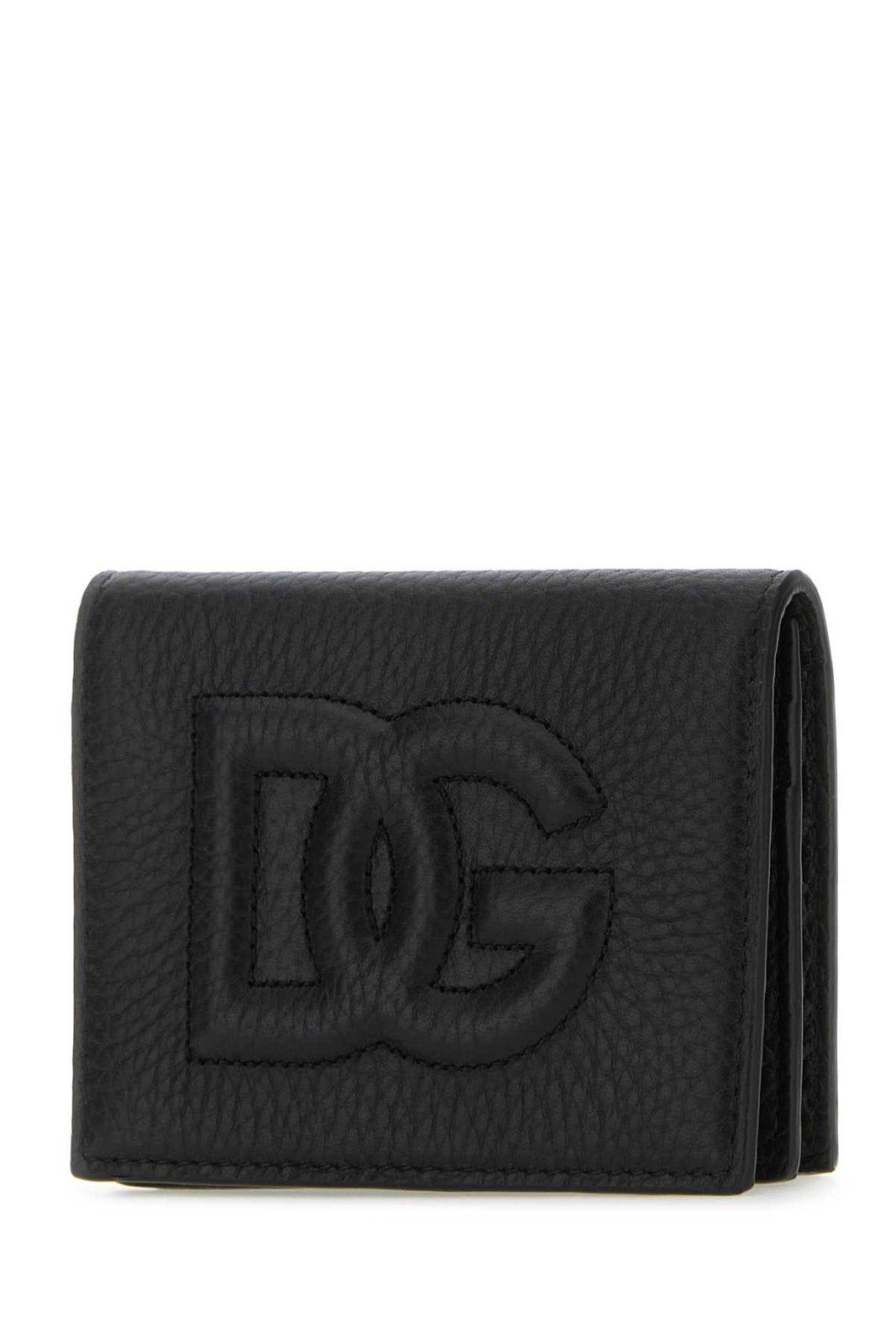 Shop Dolce & Gabbana Logo Embossed Foldover Top Wallet In Nero (black)