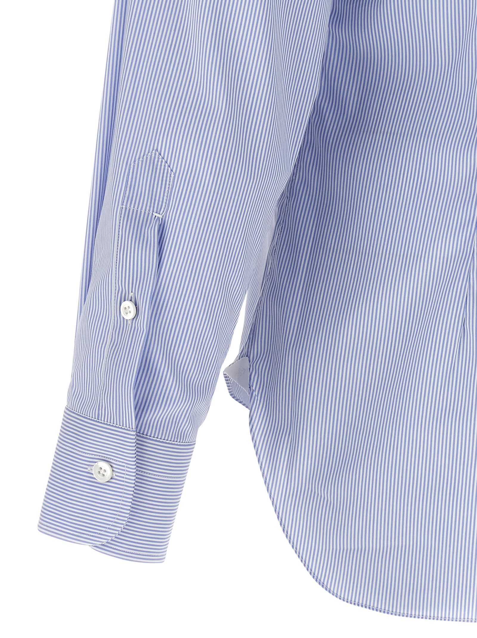 Barba Napoli Barba Slim Fit Striped Cotton Poplin Shirt In Blue
