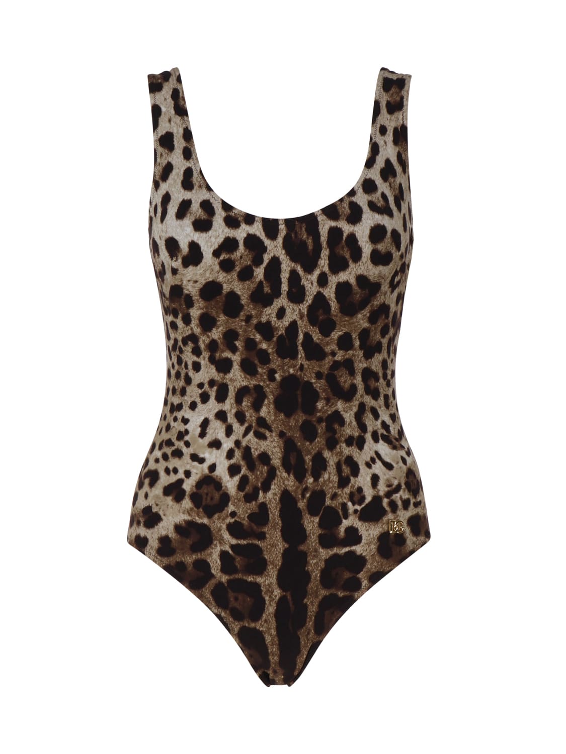 Shop Dolce & Gabbana Leopard Print One Piece Swimsuit